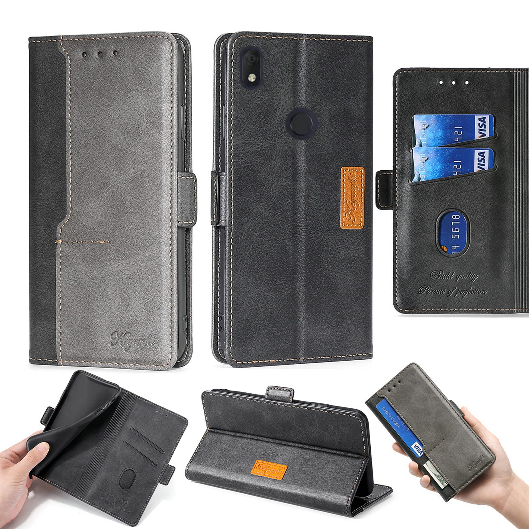 Oujietong Flip Case for A509DLAlcatel Axel ATT Phone Case Cover for Alcatel Lumos Cricket Wireless Phone Case Stand Cover Black