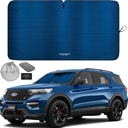 Miniatura 31 de Autoamerics Parasol de Parabrisas de Una Pieza - Parasol Cromado Líquido Plegable para Ventana Delantera de Auto para Carros SUV Camión - Protector