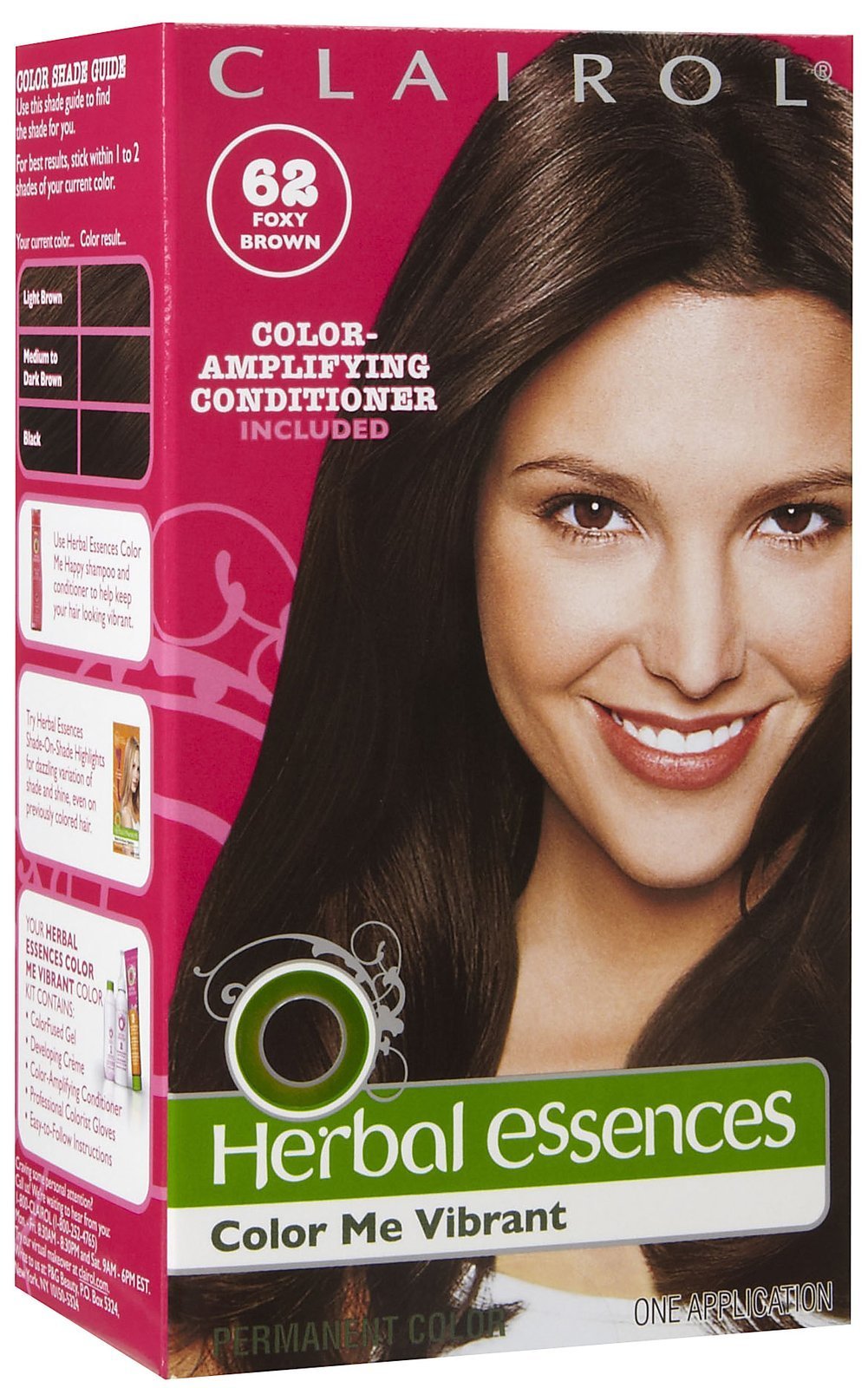 Clairol Herbal Essences Color Me Vibrant Hair Color, Foxy Brown, Medium Brown (062)