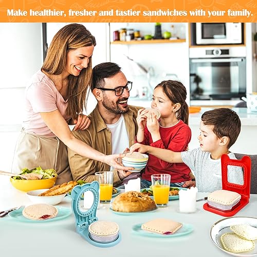 Miniatura 4 de Máquina de sándwiches Uncrustables, 2 cortadores de sándwiches para el almuerzo de niños, juego de cortador de sándwich de desayuno sin costra y