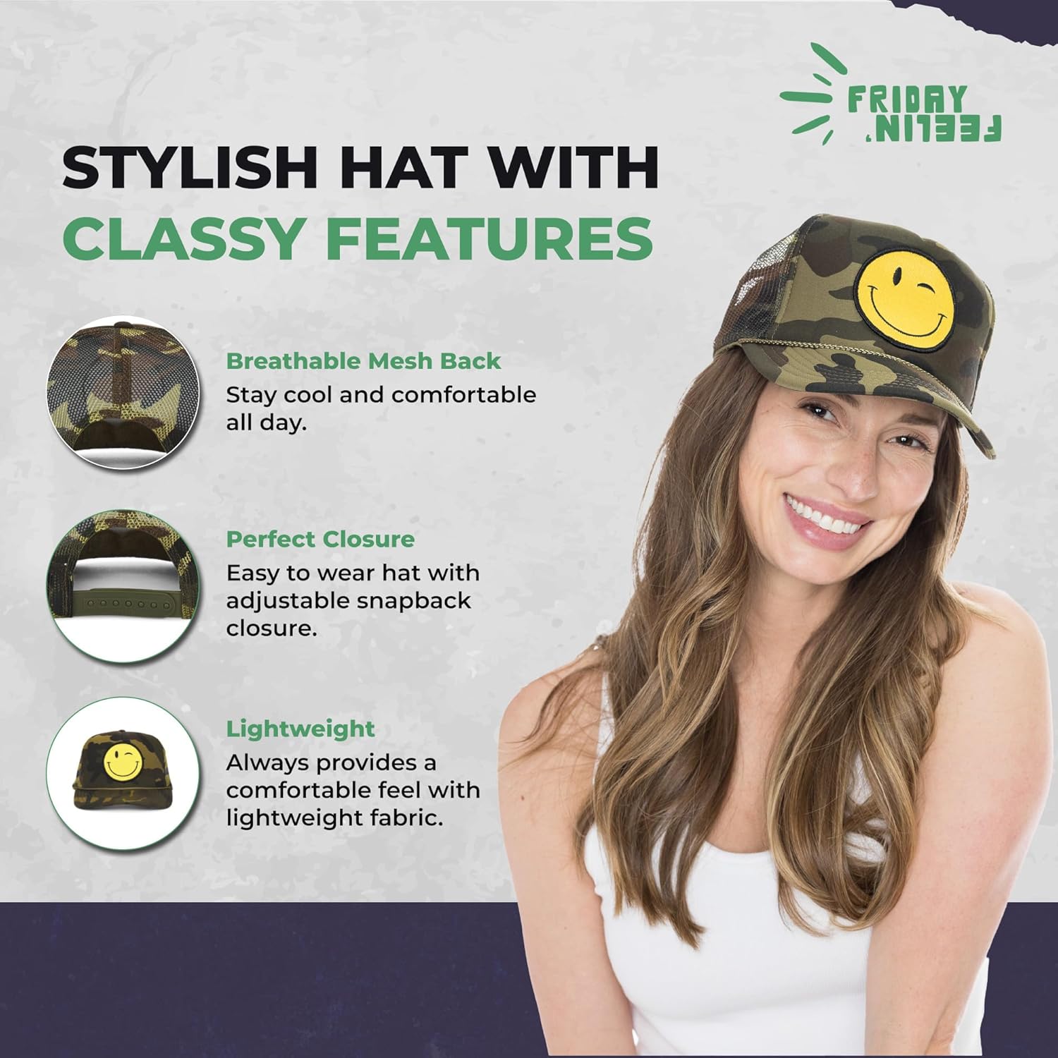 Friday Feelin' Trucker Hat Women Men Baseball Caps American Baseball Hats Womens Trendy Hat All Season - One Size - Image 4