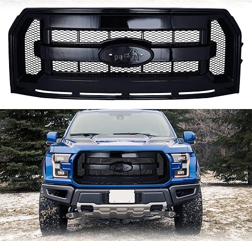 Parrilla delantera para coche compatible con parrilla negra brillante F-150 f150 2016 2017 2015