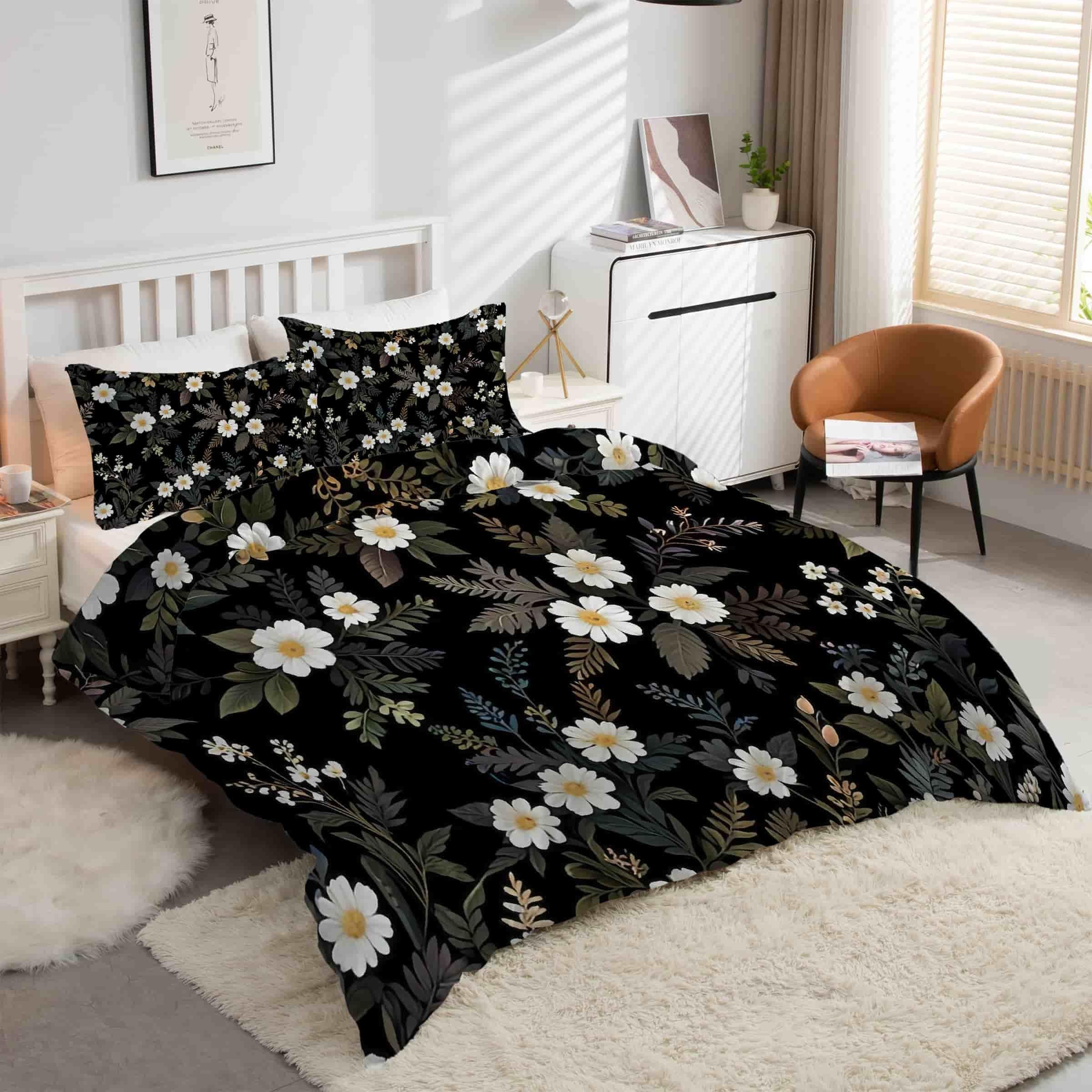 Housse de couette 200x200 noir fleurs pour en finir avec la corvée du lit et les draps froissés