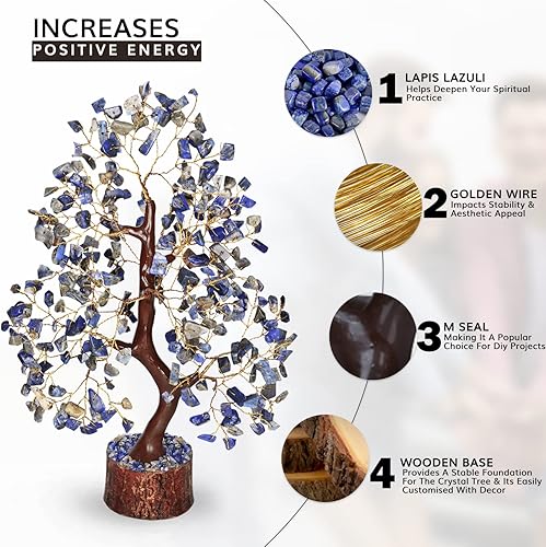 Miniatura 3 de Árbol de alambre de cristal de lapislázuli Piedras curativas y piedras preciosas para energía positiva Regalos de meditación Decoración