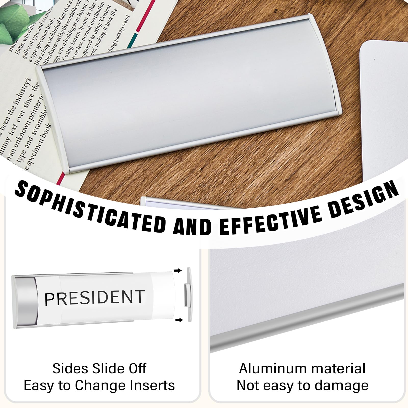 Amazon.com: Therwen 12 Pcs Aluminum Office Name Plate Holder for