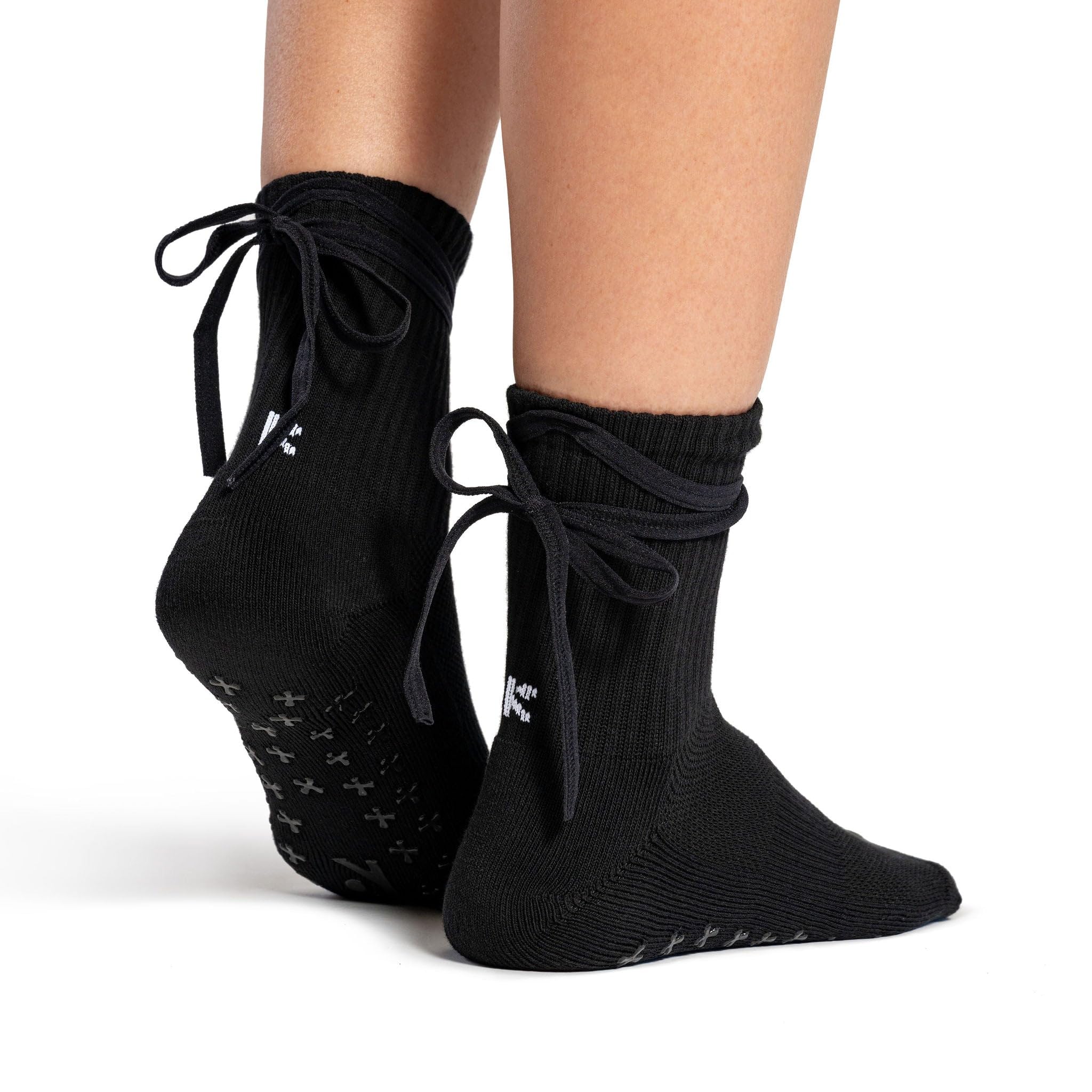 Kamo Fitness Pilates Socks with Grips for Women - Non-Slip Yoga, Barre Grip Sock - Grippy Cotton Crew Socks for Yoga, Ballet