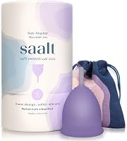 Saalt Soft Menstrual Cup Regular Mountain Iris - Reusable Leak-Proof Period Cup, 12-Hour Comfort for Heavy Flow, BPA-Free with Carry Bag