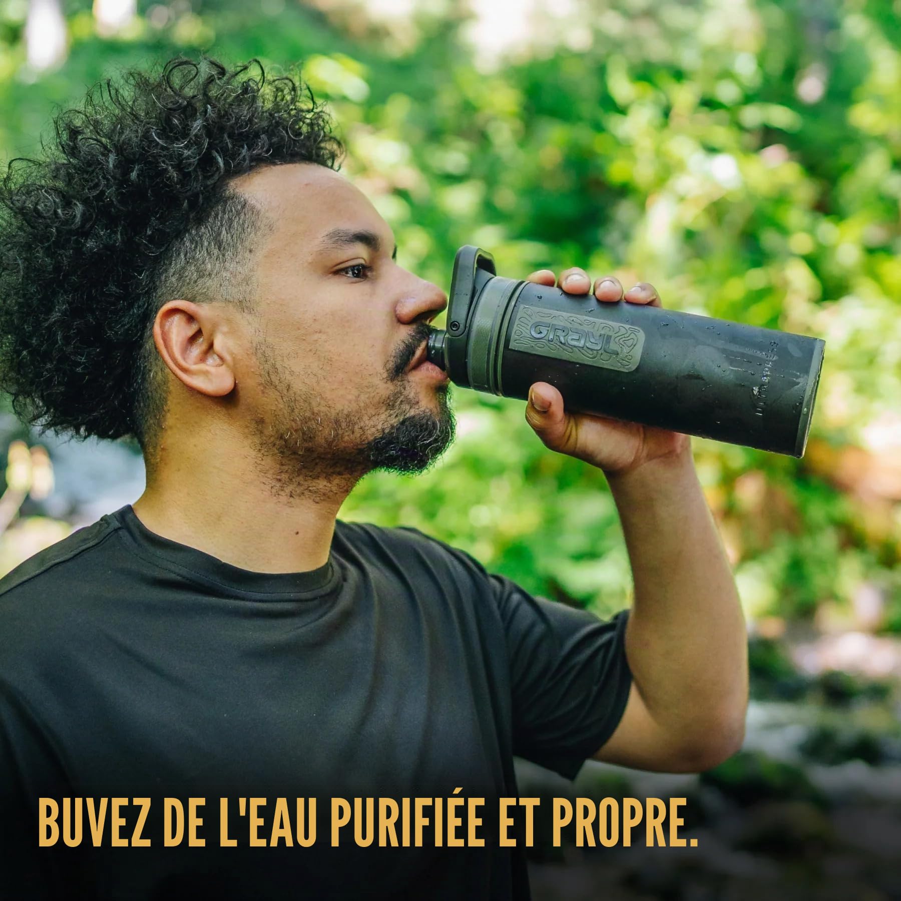 GRAYL UltraPress 500 ml Filtre à eau extérieur élimine 99,99% bactéries virus camping survie voyages Camp Black