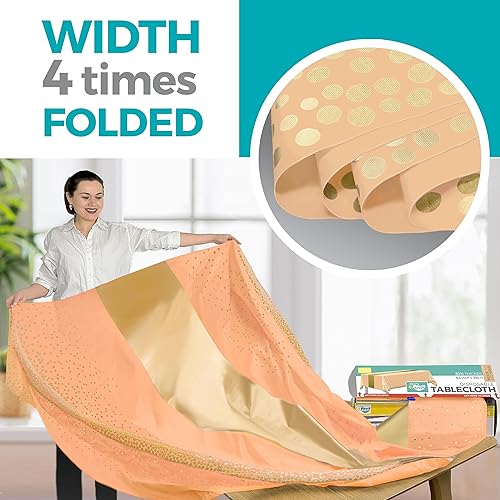 Miniatura 2 de Rollo de mantel de plástico beige crema de 54 x 100 pies con caja de corte integrada, mantel desechable para fiestas, pícnic, eventos