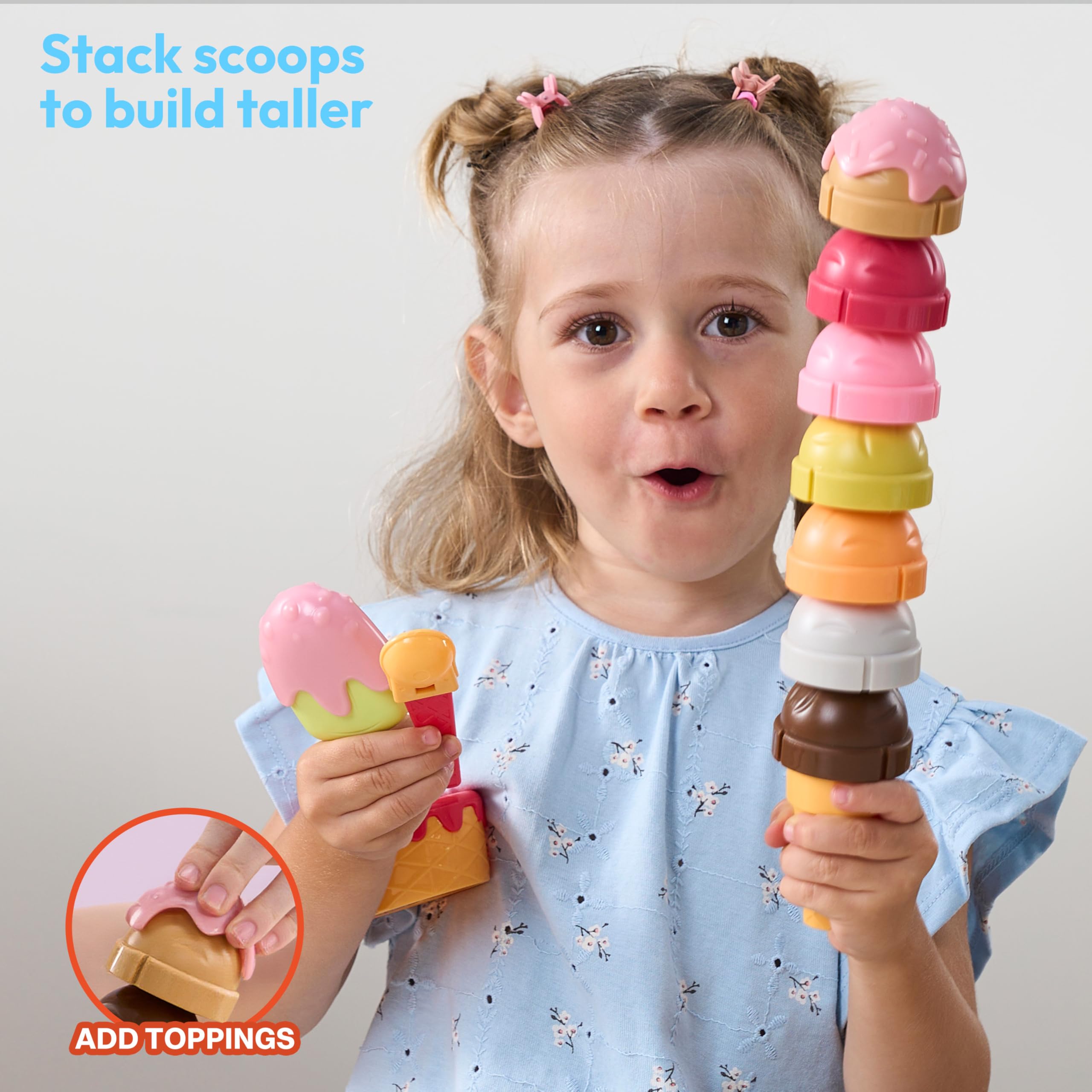 Ice Cream Play Food Pretend Toy for Role Play, Play Kitchen Accessories, Christmas Preschool Gifts for Girls Boys Kids Toddlers 3+