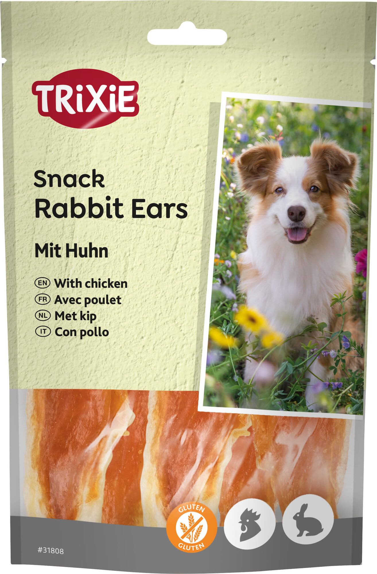 TRIXIE Hasenohren mit Huhn - glutenfreier Hundesnack - hoher Fleischgehalt - 80 g - 31808