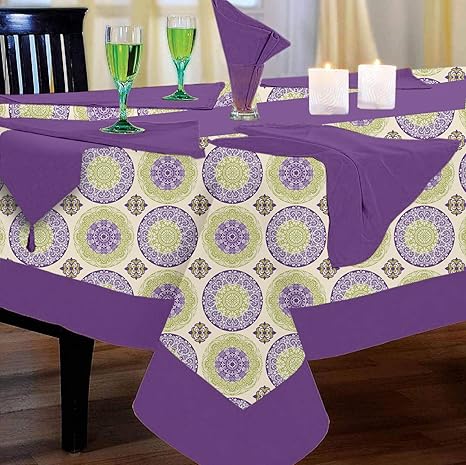 Lushomes 12 Seater Dining Table Cover Set, Bold Printed 12 Seater Table Linen Set (1 Table Cloth- 72 x 120 inches, 1 Runner in Size 12x132 Inches, 12 Napkins in Size 17x17 Inches)