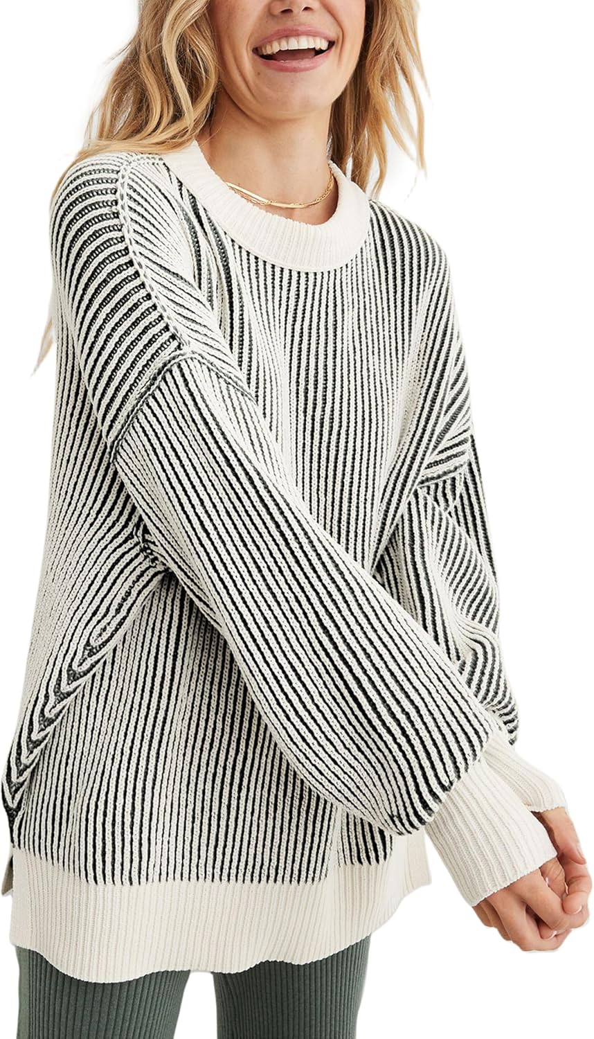 Chenille crew neck sweater for women