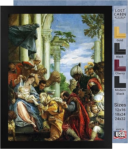 Vista 20 de Lost Cabin Three Archers de Paolo Verones Impresión en marco biselado negro Reproducción de pinturas de obras de arte finas Póster decorativo