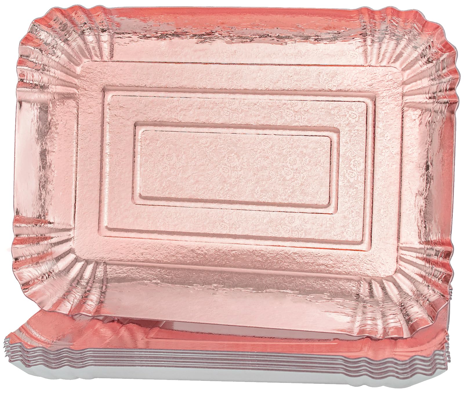 Photo 1 of 10 PCS Rose Gold Rectangle Trays, Heavy Duty Disposable Paper Cardboard for Platters, for Elegant Dessert Table Serving Parties, Cupcake Display, Birthday Party, Christmas, Valentines Day Weddings