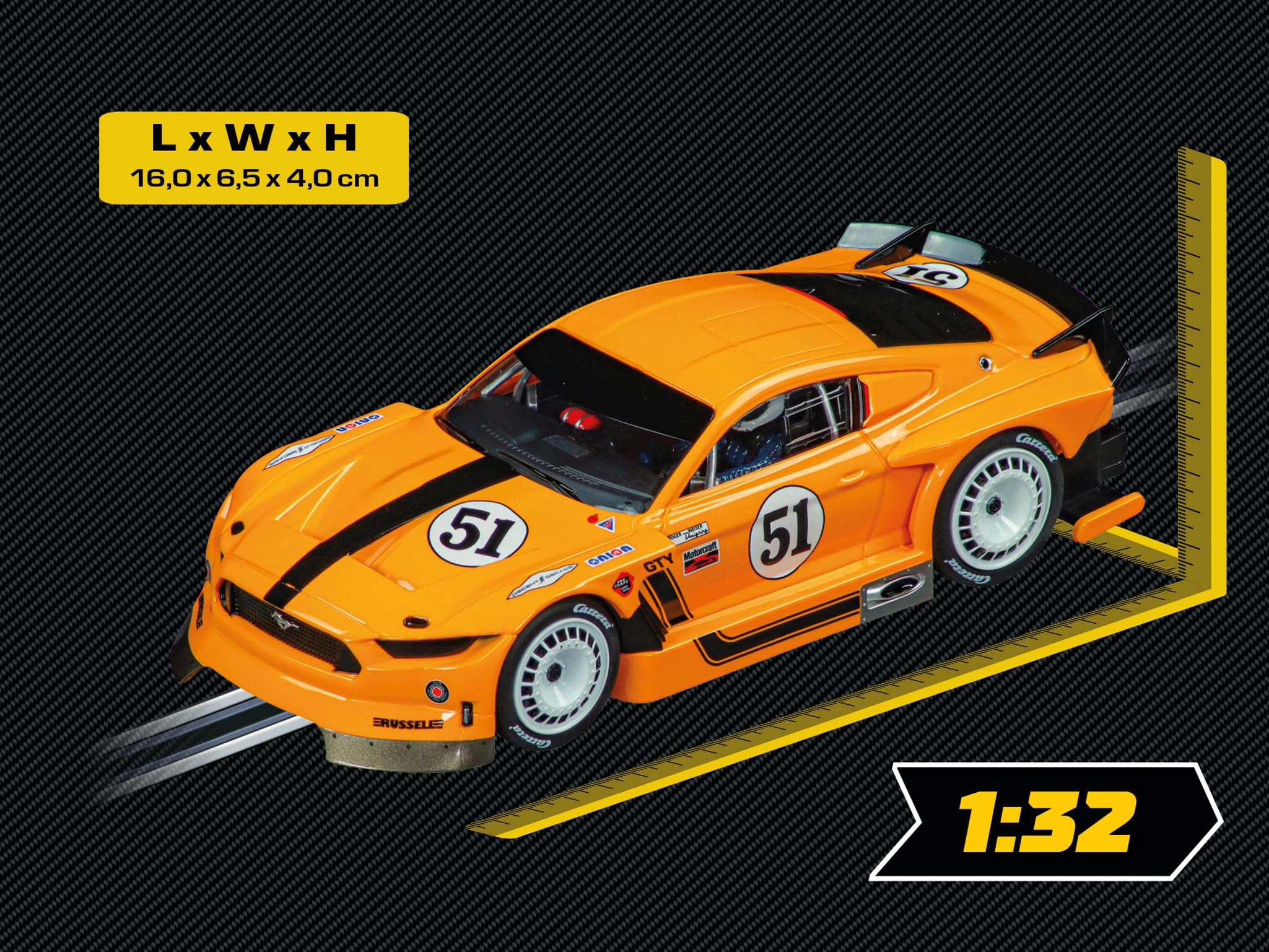 Carrera - 20032027 Digital 132 | Ford Mustang GTY No.51 | Auto für Rennbahn | Rennbahnen und lizensierte Slotcars | bis zu 6 Spieler | Für Kinder ab 8 Jahren & Erwachsene