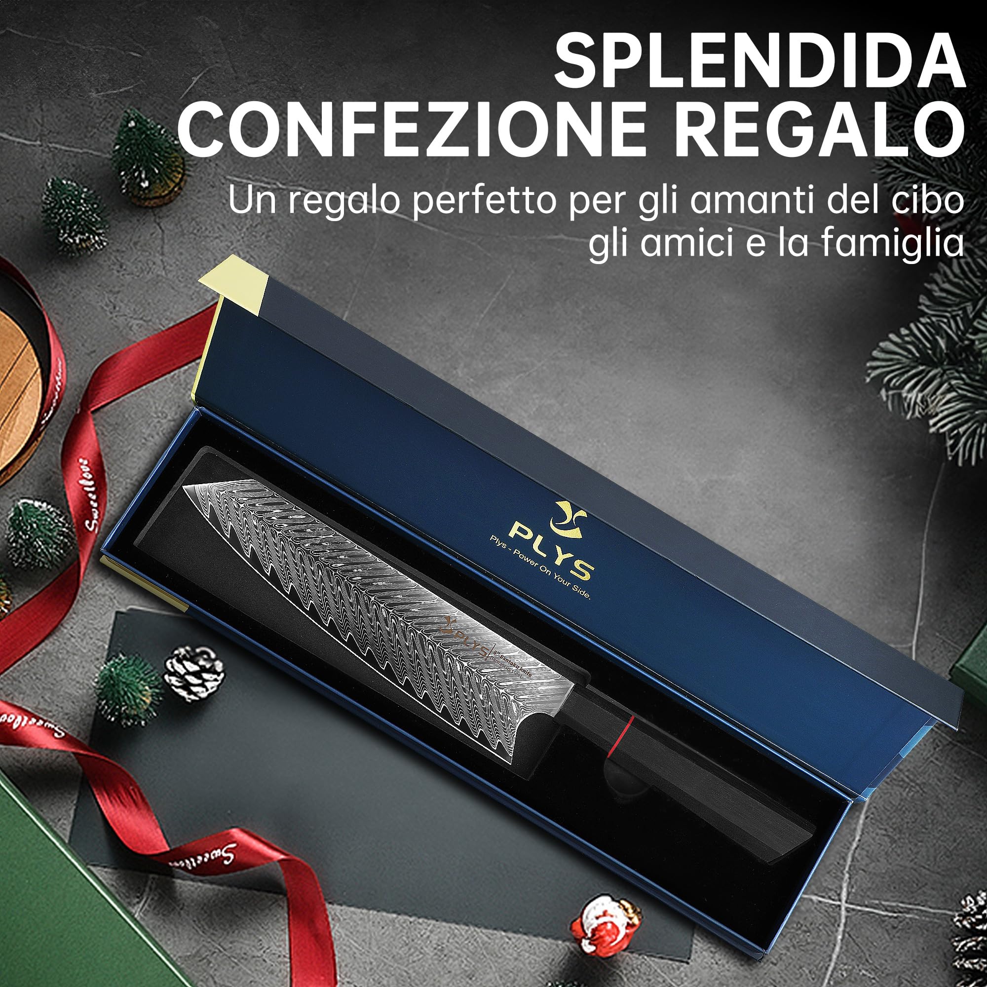 Coltello da Cucina Damasco: Coltello da Chef Kiritsuke 20 cm, Acciaio Damasco 67 Strati, VG10, Manico G10 Ottagonale, Confezione Regalo