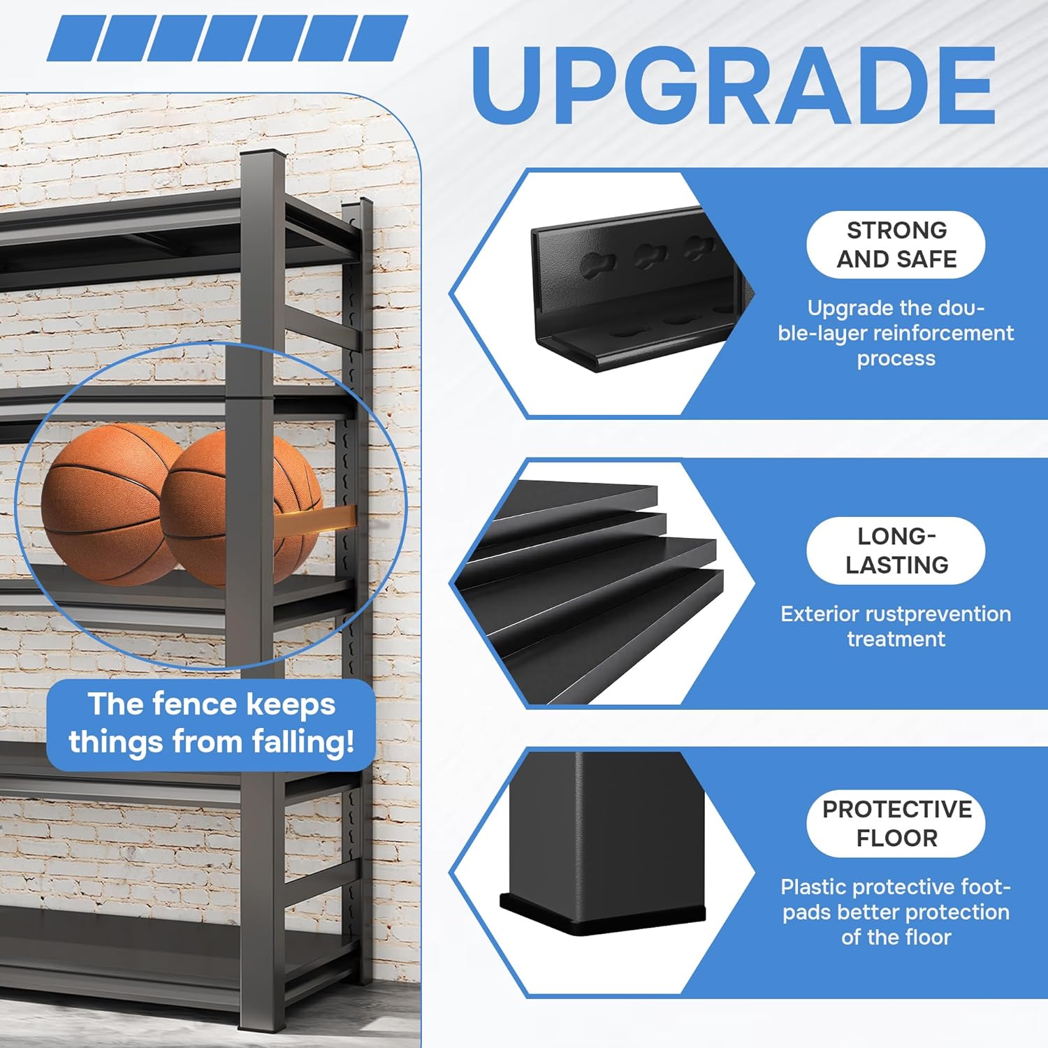 5-Tier Metal Bookshelf,Adjustable Shelves with Guardrails,Standing Bookcase,Heavy-Duty Book Shelving Unit,for Living Room Home Office,Black(71" H x 35.4" W x 15.8")