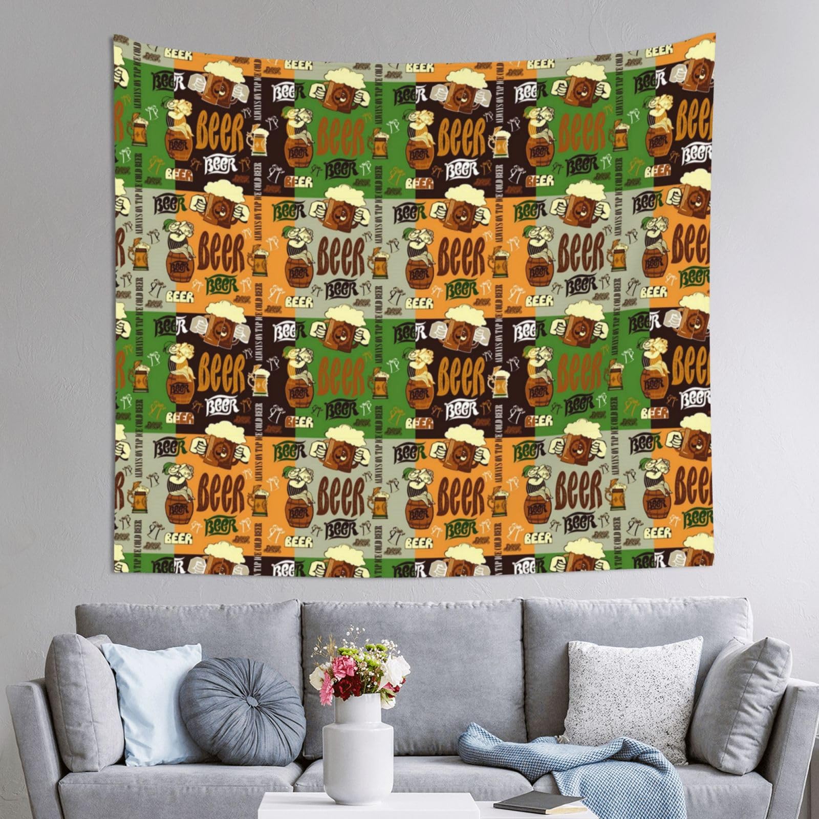 WKSGDSG Decoration Tapestry Wall Hanging For Bedroom, Beer, 152x130cm Dorm Decor, Lightweight Easy Hang Wall Art For Living Room, Aesthetic Tapestries For Outdoor, Ceiling, Doorway, Camping