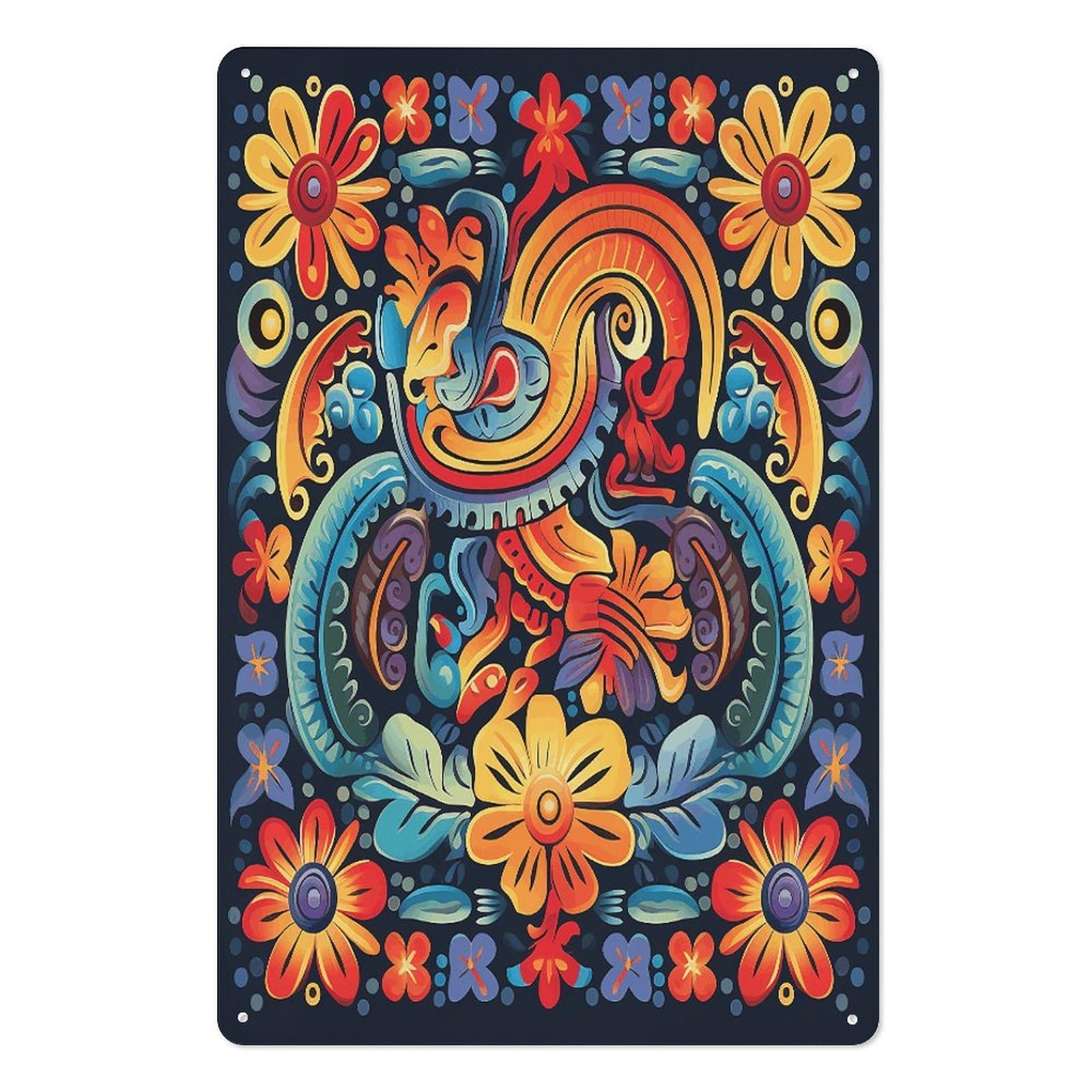 Mexican Tin Sign Novelty Vintage Wall Art for Home Farmhouse Decor Metal Signs Classical Tin Hanging Picture for Yard Hotel Living Room 11.8x7.8 Inches