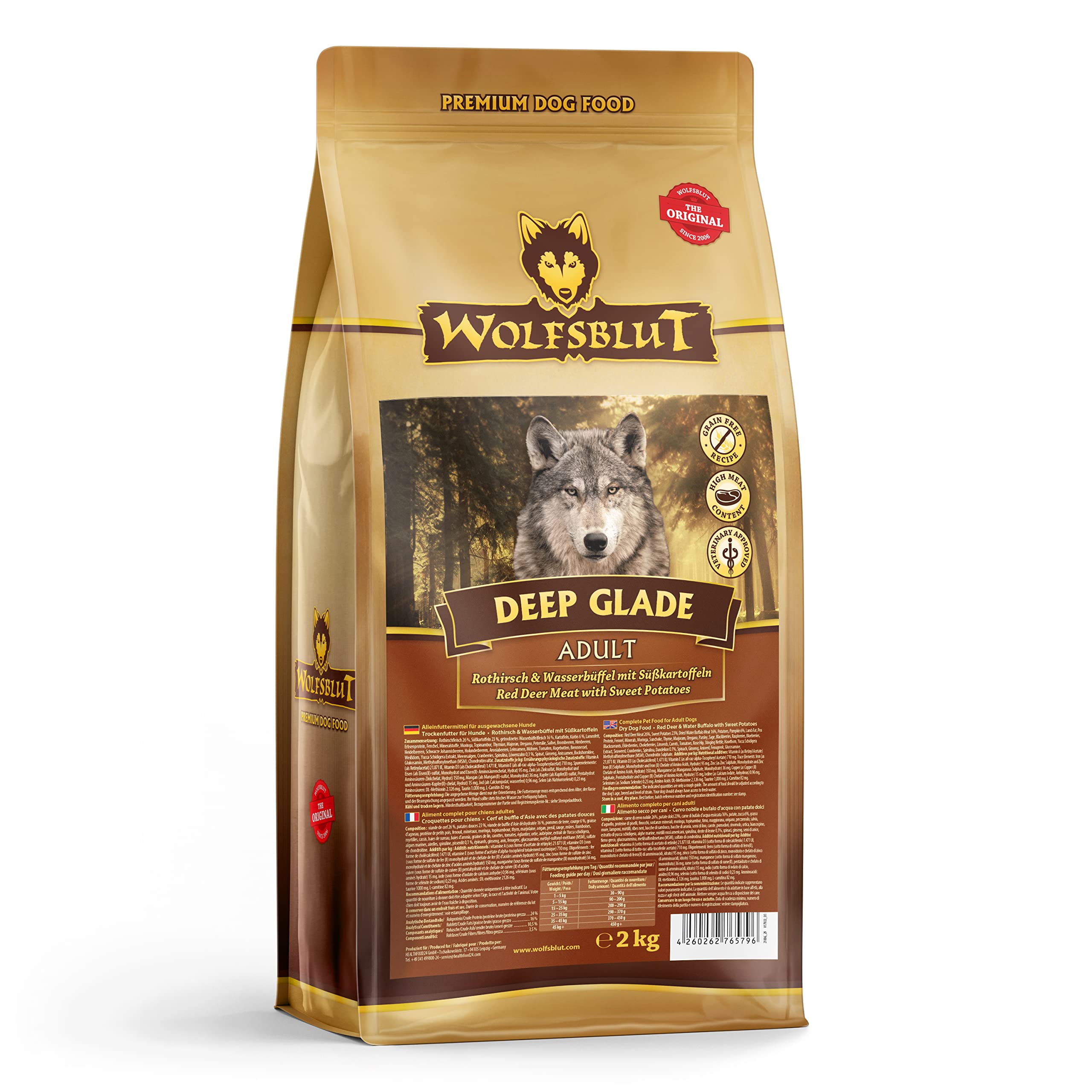 Wolfsblut - Deep Glade - 2 kg - Rothirsch und Wasserbüffel - Trockenfutter - Hundefutter - Getreidefrei