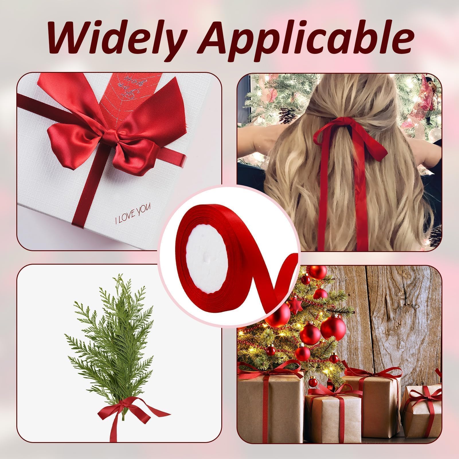 OWill Ruban Noel Rouge Satin Double Face En Polyester 20 Mm X