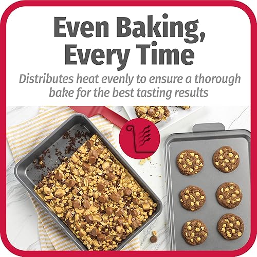 Miniatura 3 de GoodCook Everyday - Molde para hornear pasteles de acero antiadherente de 9 x 13 pulgadas con tapa de metal, color gris