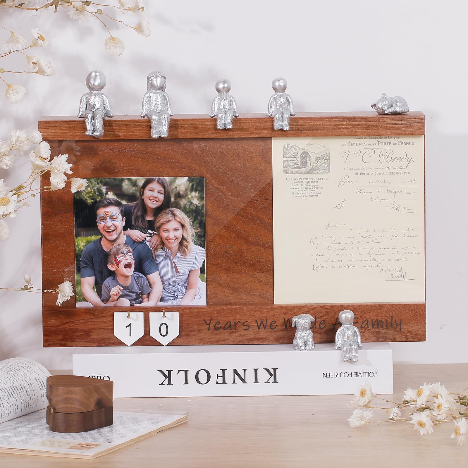 Erinnerungsbox zum Jahrestag, Holz-Bilderrahmen für geschätzte Andenken, Jahrestags- oder Hochzeitsgeschenke für sie/ihn (Walnuss)