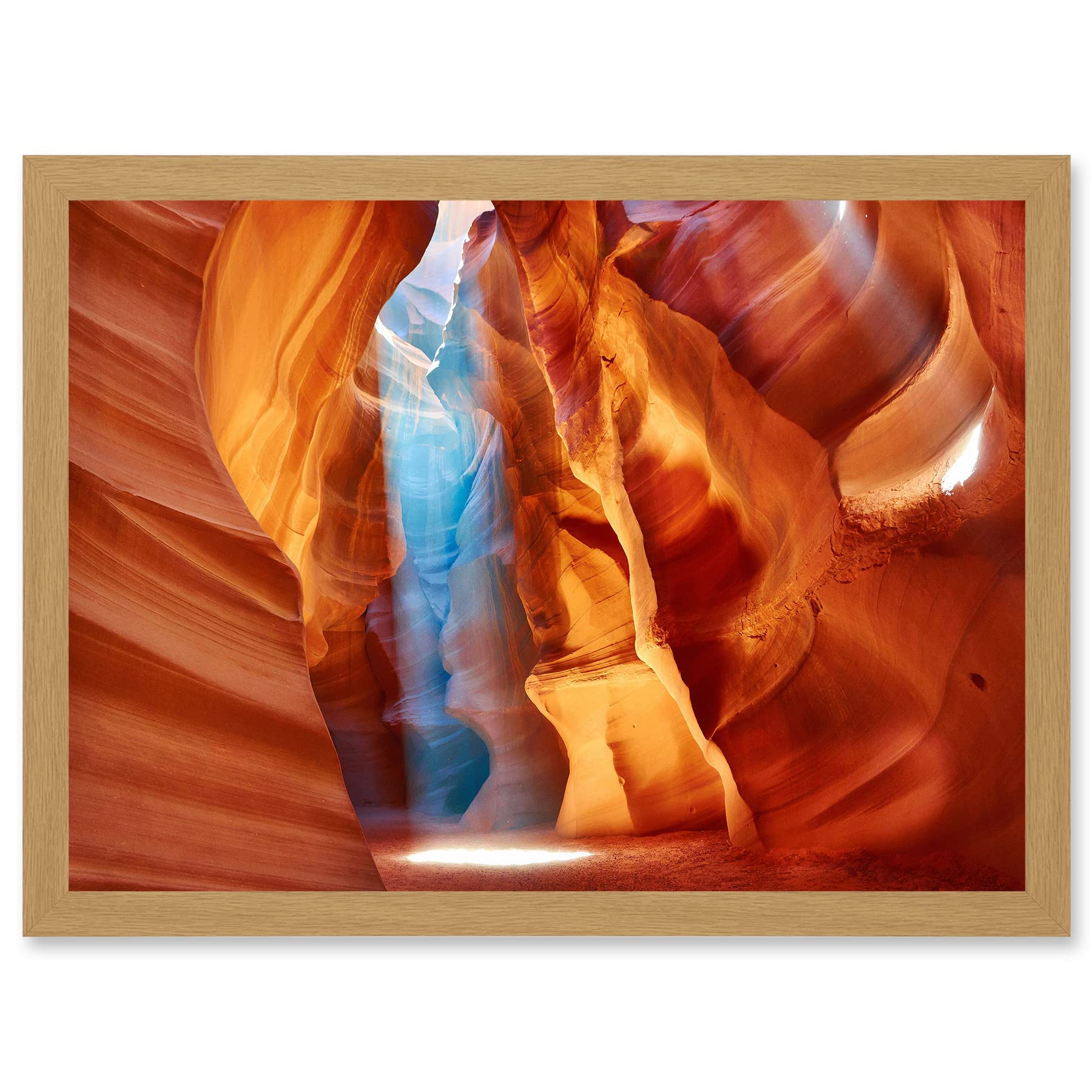 Artery8 Photo Geology Antelope Canyon Arizona Nature God Rays Artwork Framed Wall Art Print A4