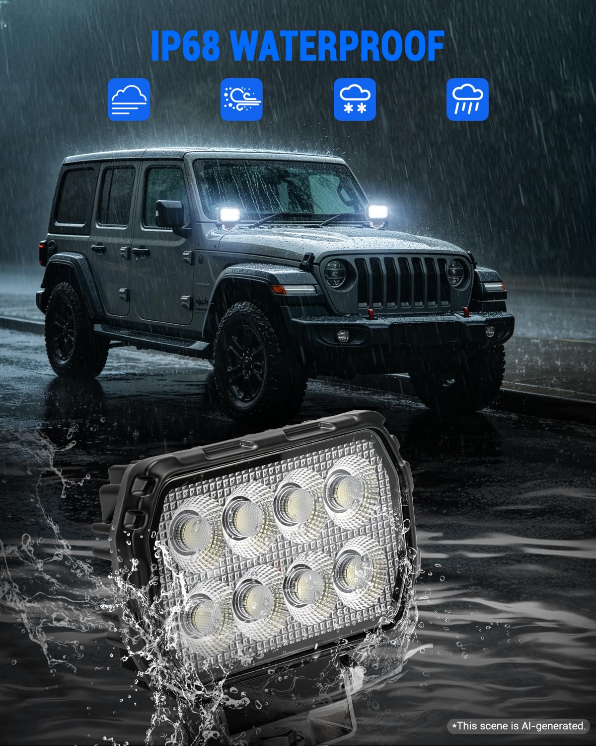 SUPAREE 4.5" Focos de Coche Faros Led Faro Trabajo 6000K IP68 Impermeable | 2PCS Faro de Trabajo Led 12V/24V Faros Led Tractor para Moto ATV SUV UTV Tractor Off-Road Tractor Camión Barco