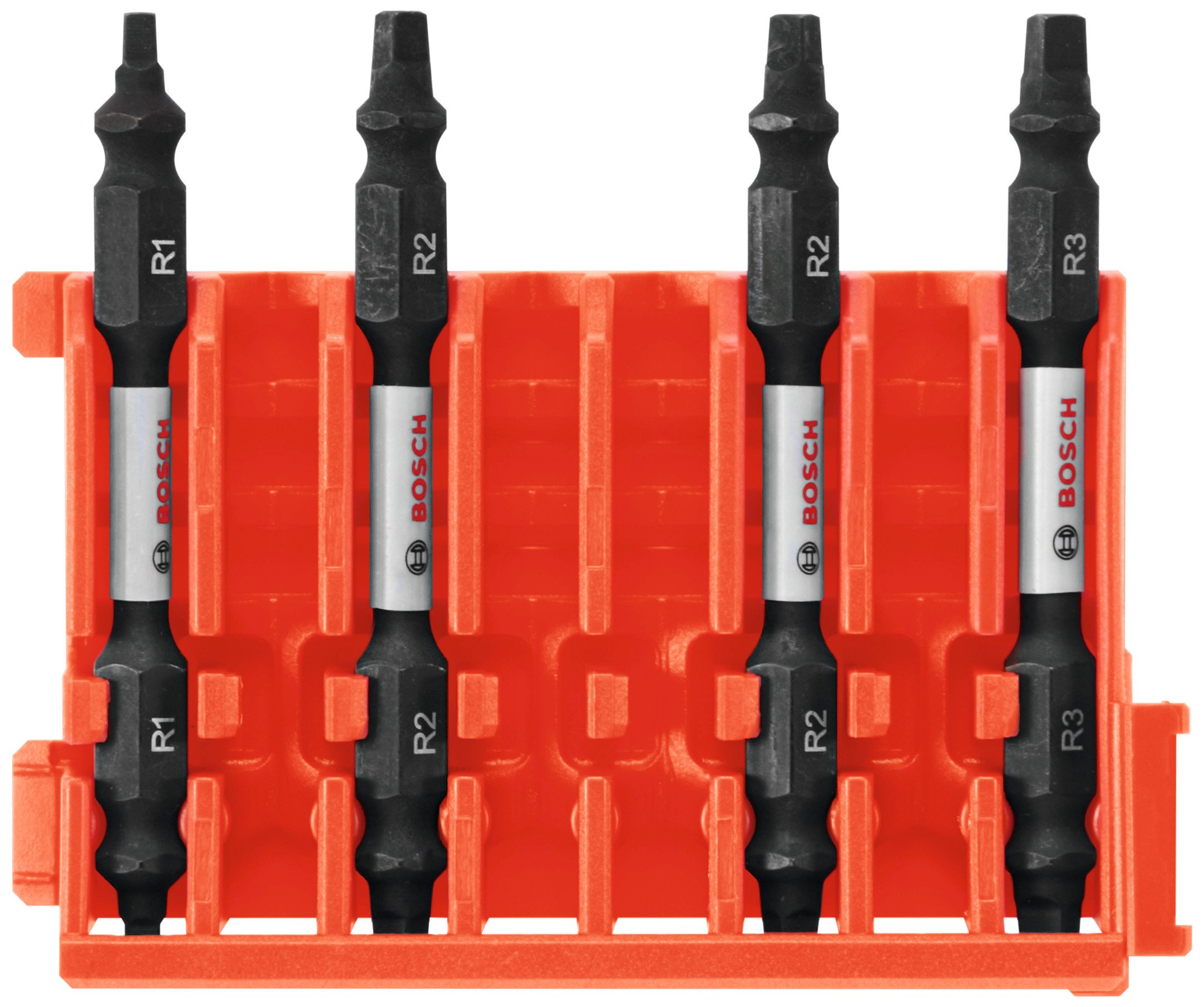 BOSCH CCSDESQV2504 4-Piece Assorted Set 2-1/2 In. Impact Tough Square Double-Ended Bits with Clip for Custom Case System
