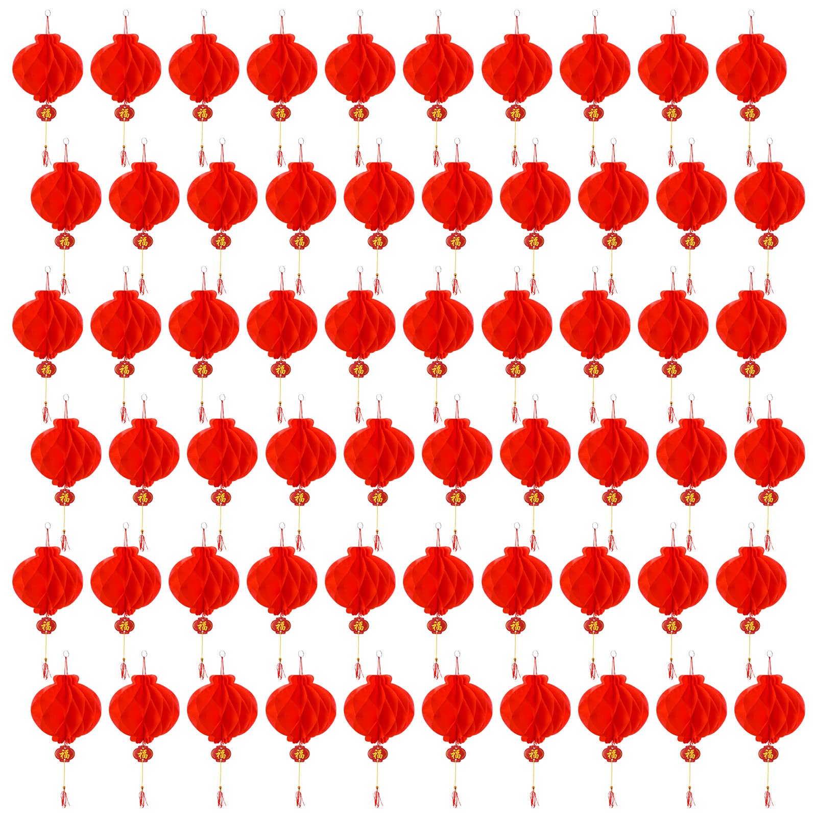60 Pieces Red Chinese Lanterns Festival Lanterns Decorations for New Year, Spring Festival, Wedding, Restaurant