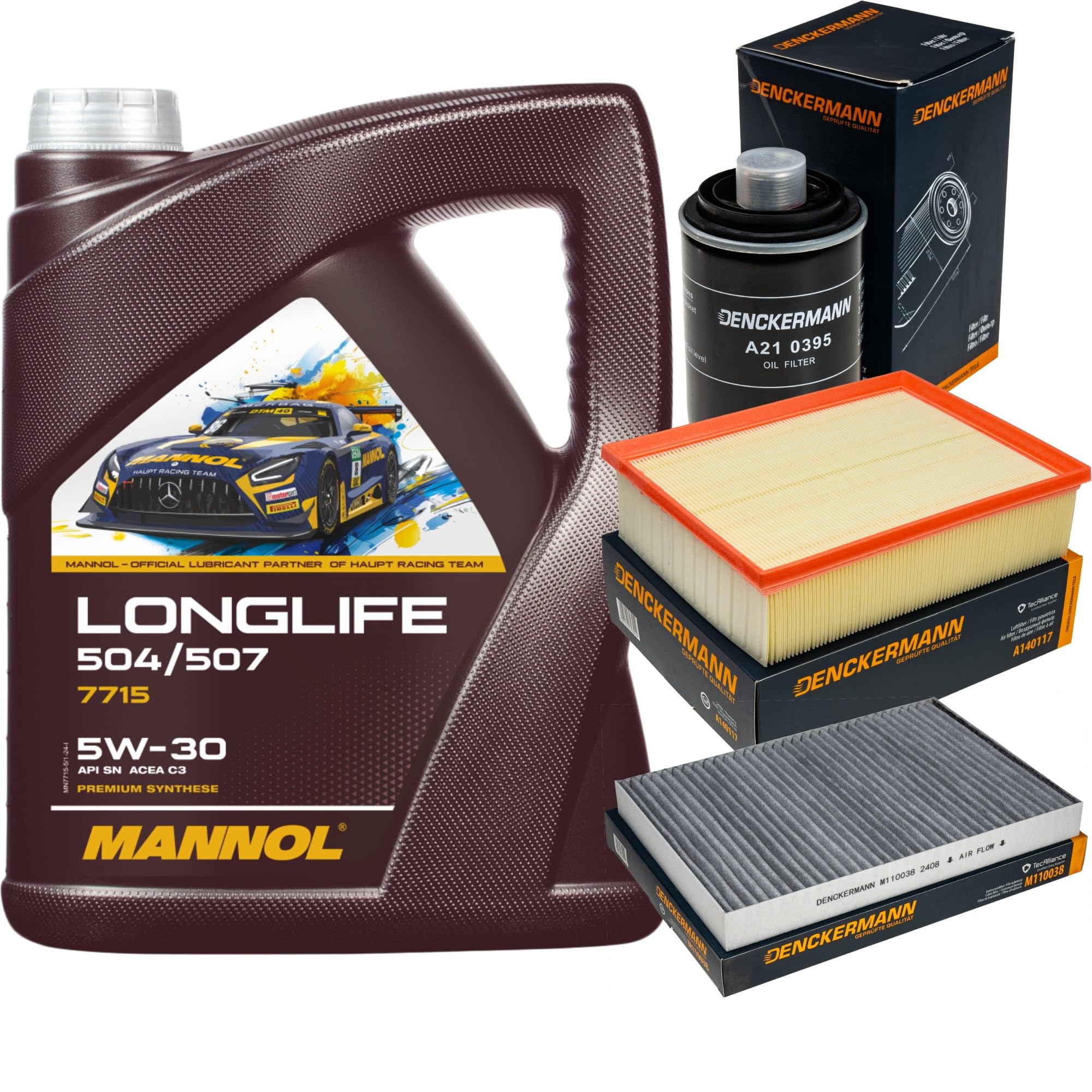 Pacchetto di ispezione pacchetto di manutenzione filtro con Longlife 504/507 5W-30 5L, filtro aria, filtro olio, filtro ai carboni attivi, filtro abitacolo