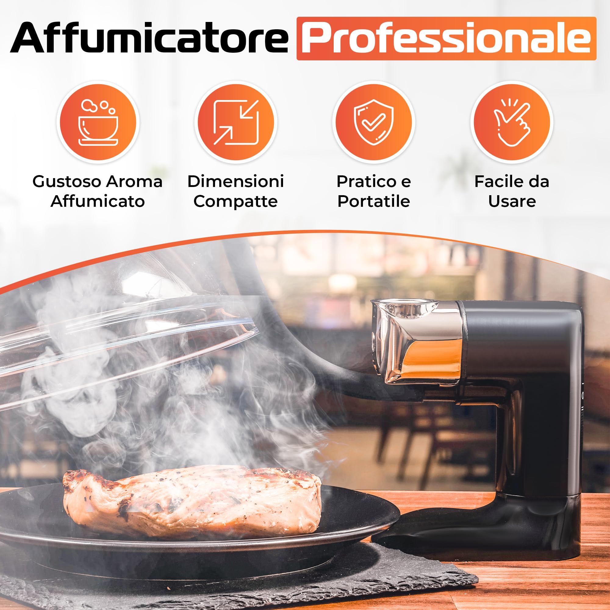 Affumicatore da Cucina Professionale BWAY a Freddo con 3 Aromi di Trucioli - Smoking Gun per Whisky