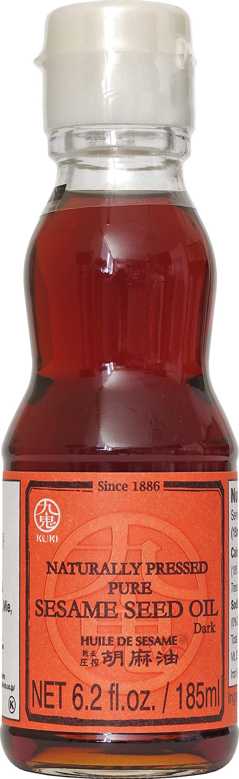 KUKI Sesamöl, aus 100% gerösteten Sesamsamen, aromatisch, 12er Pack (12 x 185 ml)
