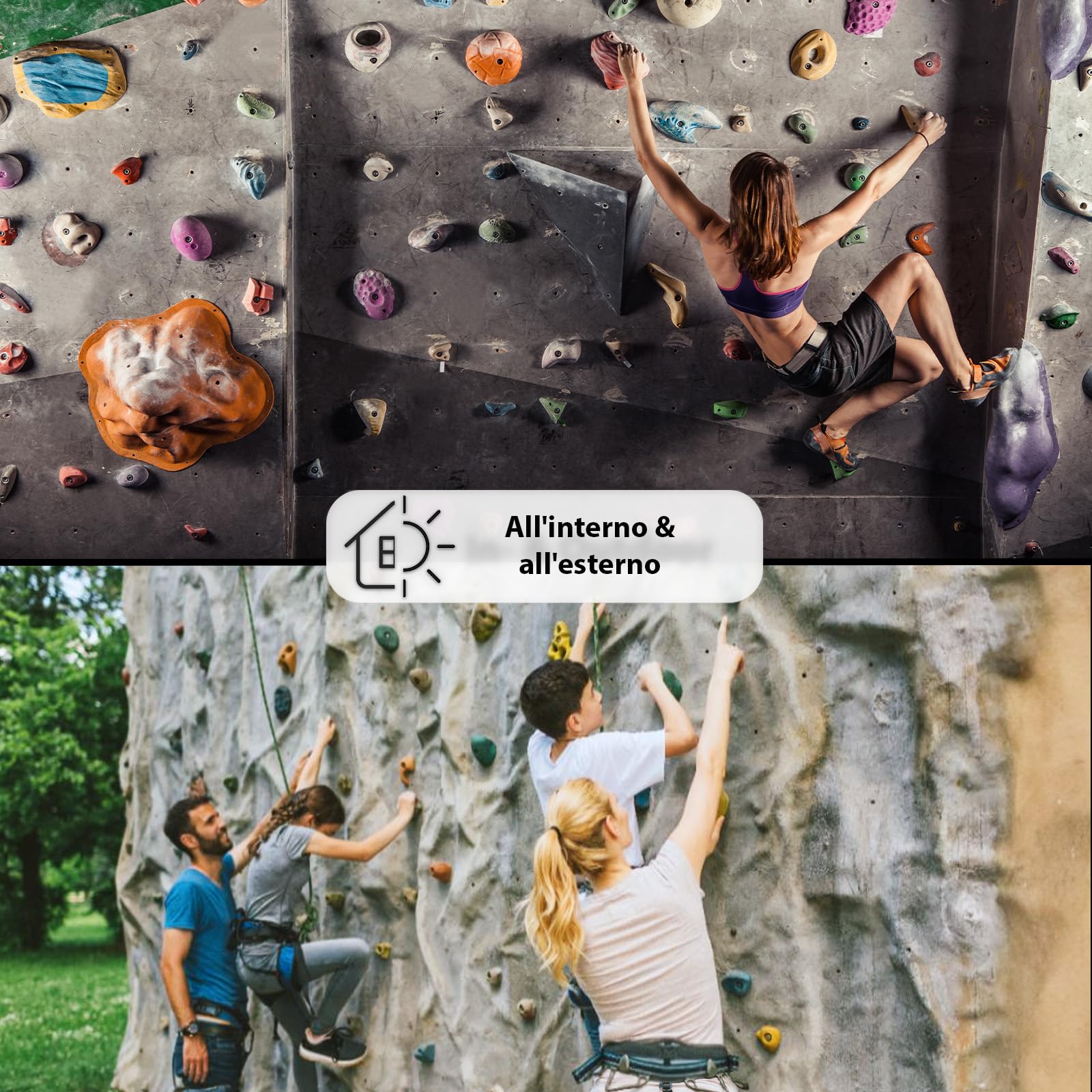 ALPIDEX 80 Prese per l'Arrampicata | Comprese Viti, Dadi di Fissaggio | Superficie di Arrampicata 6-10 m² | Misure XL - XS | Blocchi Arrampicata | Set Completo Iniziale