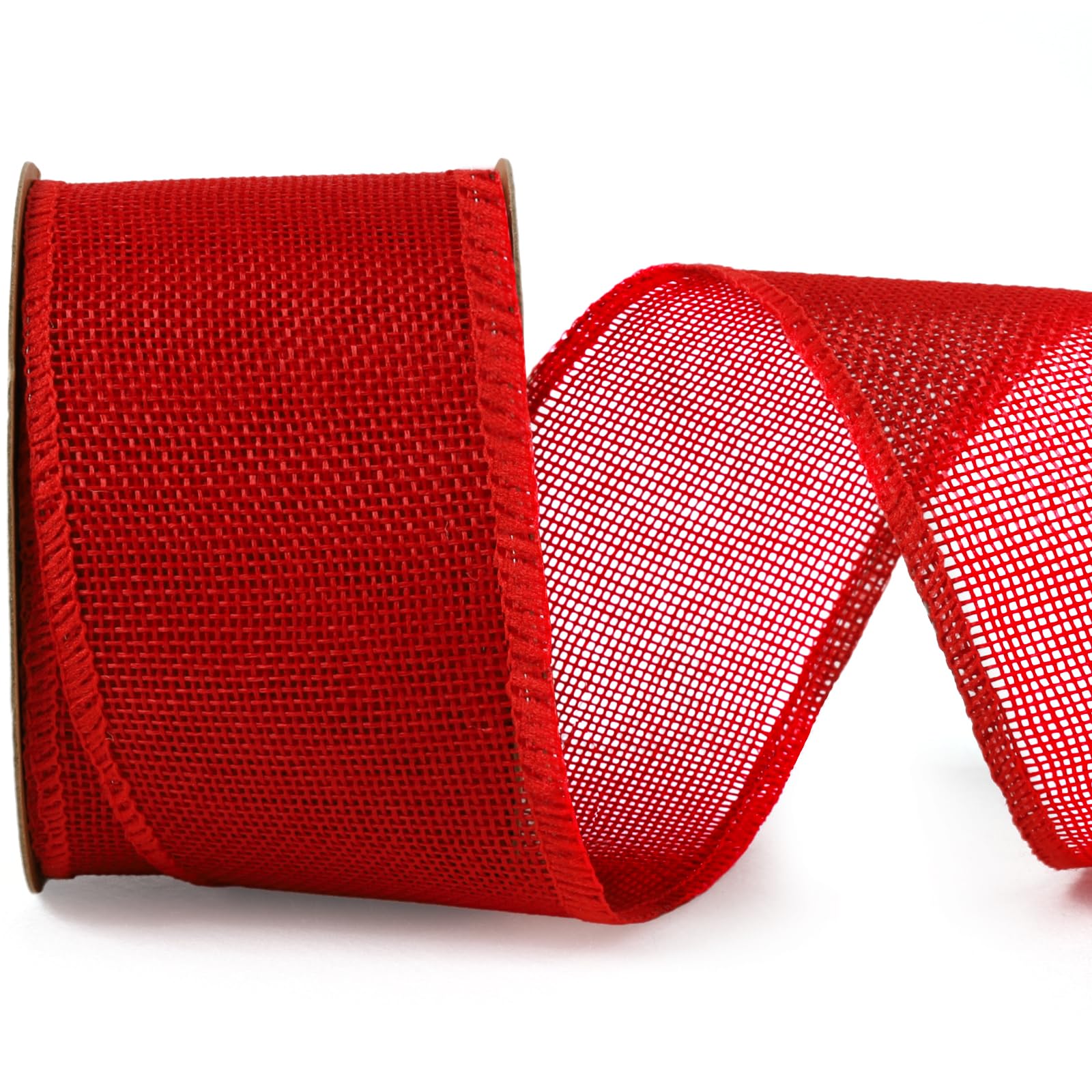 LaRibbons Red Burlap Wired Ribbon, 2.5 Inch x 12 Yards Red Burlap Fabric Ribbon for Crafts, Wreath, Bows, Gift Wrapping, Tree, Christmas Halloween