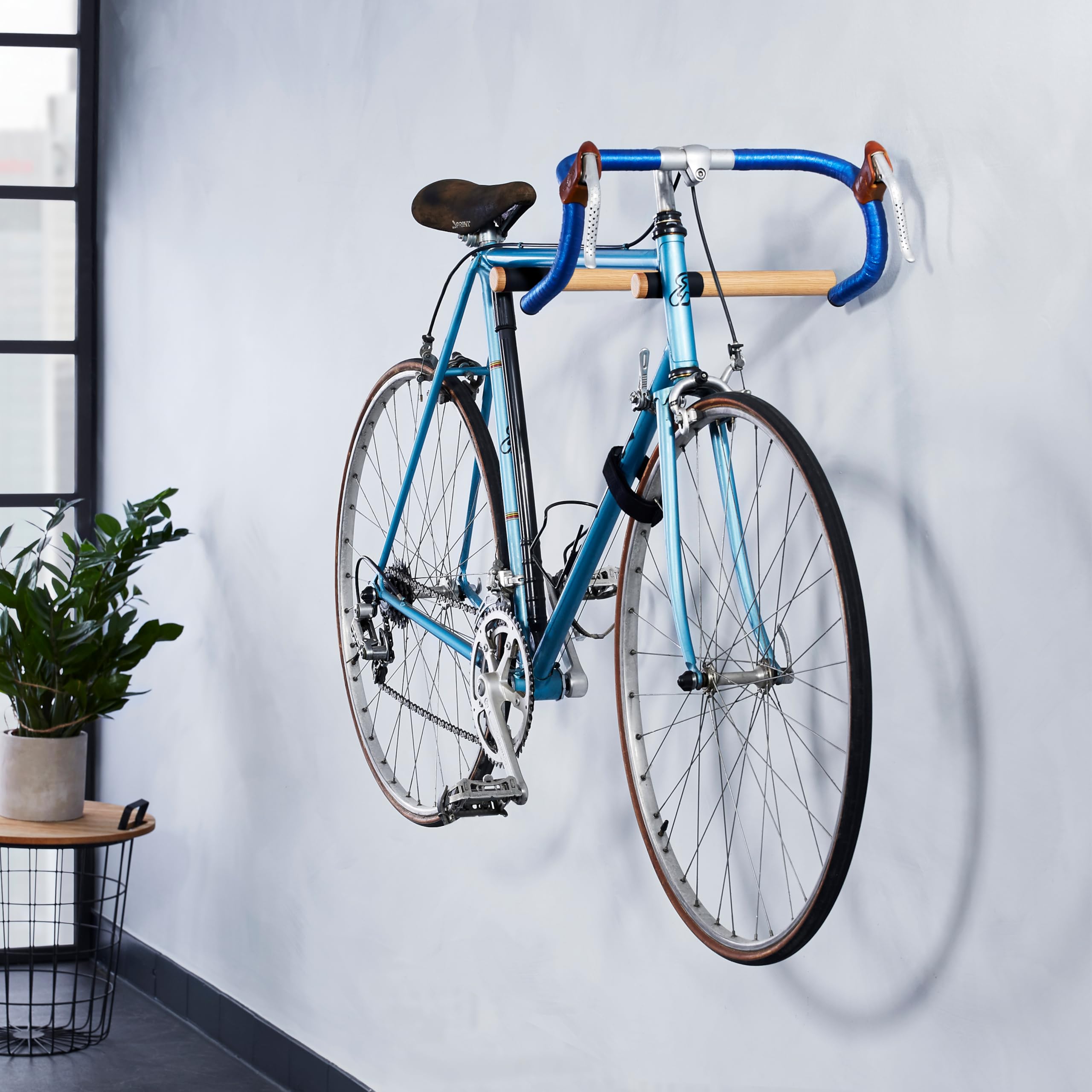 Supporto da parete per bicicletta, in legno, con capacità di carico di 50 kg, per bici da corsa, mountain bike, ibrido, tandem