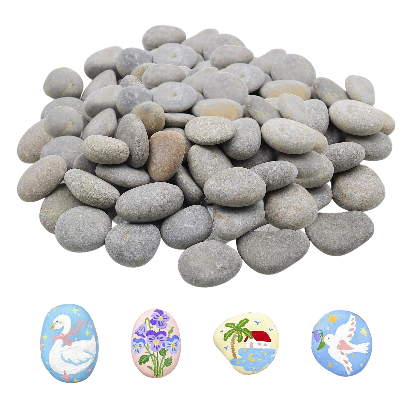 POPAPIE 50 Pcs Pebbles for Painting Rocks,Stones for Paintings,1-3 cm
