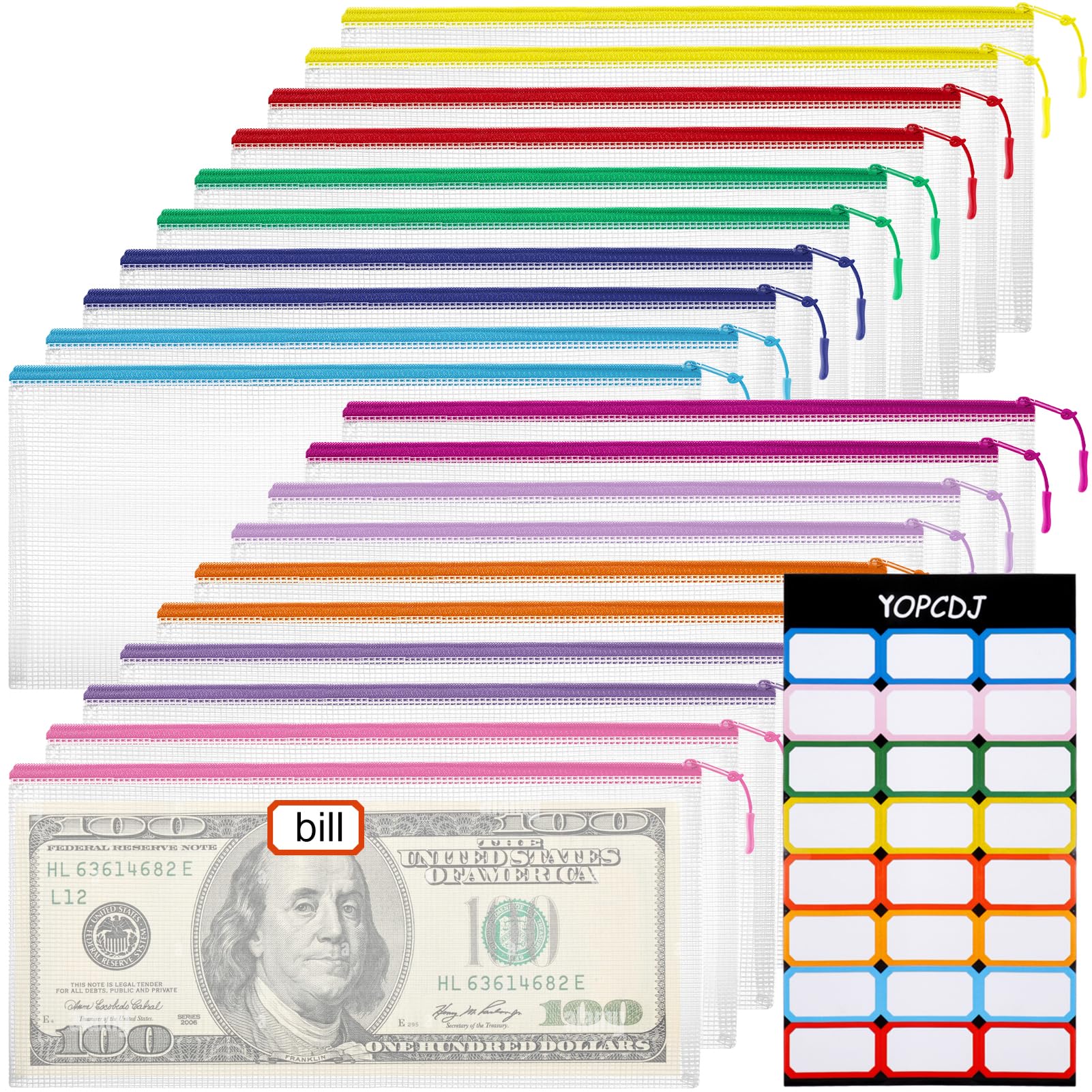 20PCS Mesh Zipper Pouch Bags Small, Zipper Pencil Pouches, 9.3 x 4.7 inch Clear Pencil Pouch Bulk, Clear Bags with Zipper for Travel Storage and