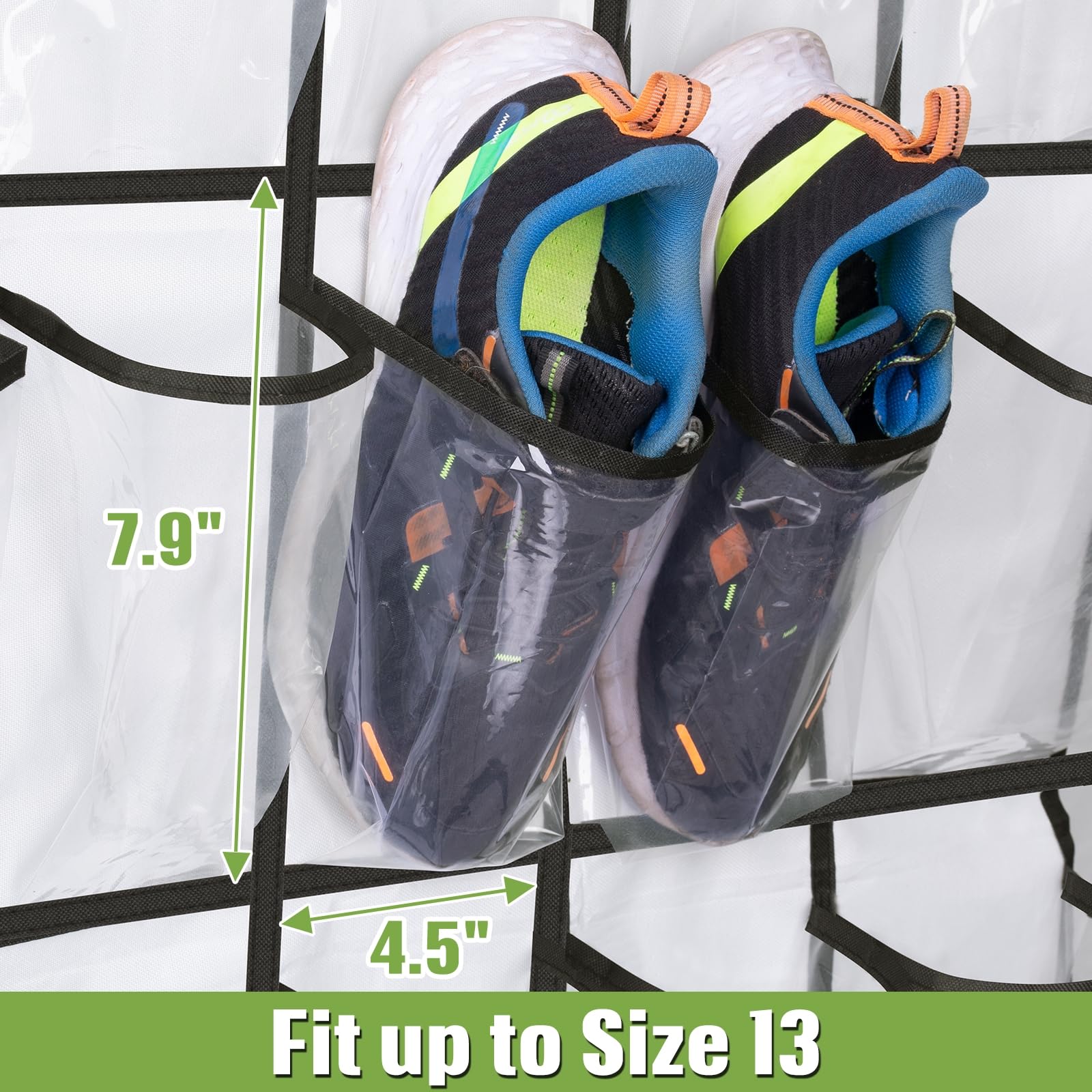 MISSLO Clear Door Shoe Storage Organiser 35 Pockets Sturdy Hanging Shoe Organizer Large Over Door Storage for Closet Shoe Holder Hanger - Image 3