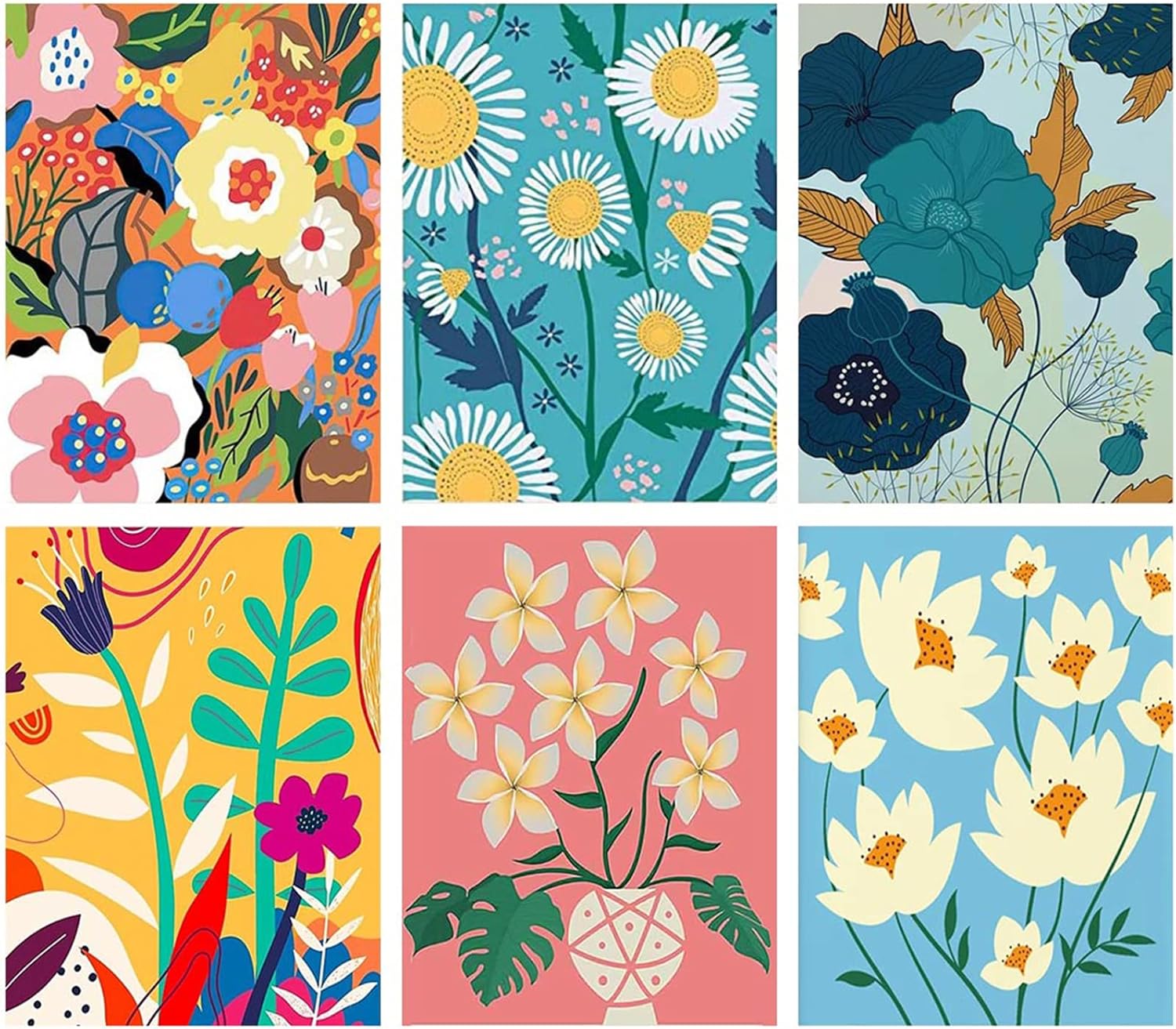 6 Pack Paint by Number for AdultsPaint by Numbers Flowers