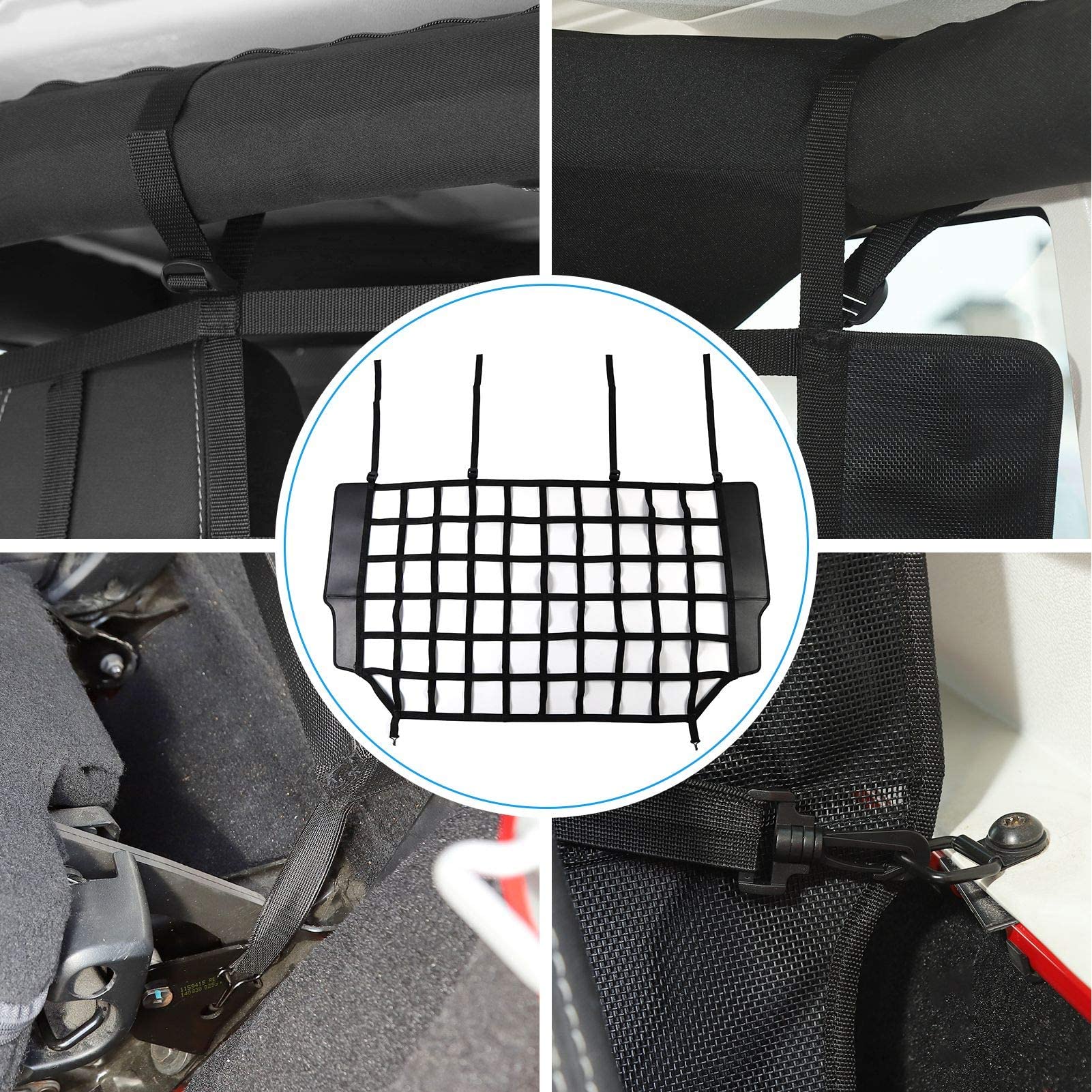 CKPEOR Sedile Posteriore Isolamento Barriera Rete Posteriore Pet Dog Sedile Divisore per Jeep Wrangler JK JL Unlimited 2007-2022 Gladiator JT Truck 2/4 Porte,Nero