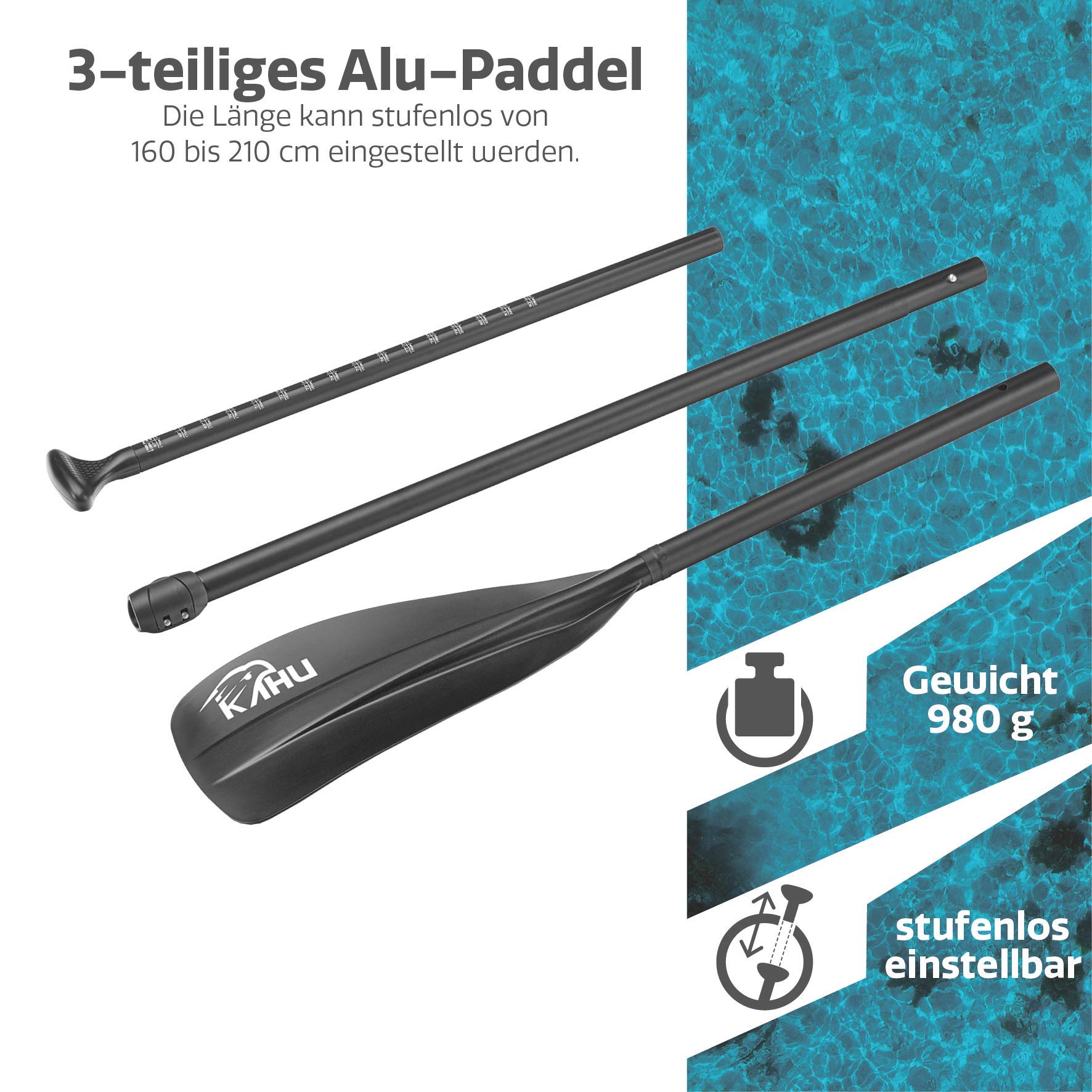 KAHU® Joy 9’8’’ Stand up Paddling Board – aufblasbares iSUP Board komplett Set inkl. Alu-Paddel und Pumpe - Allroundboard für Einsteiger – 15cm Dick – 120kg Traglast – Kajak Sitz als Zubehör – Orange
