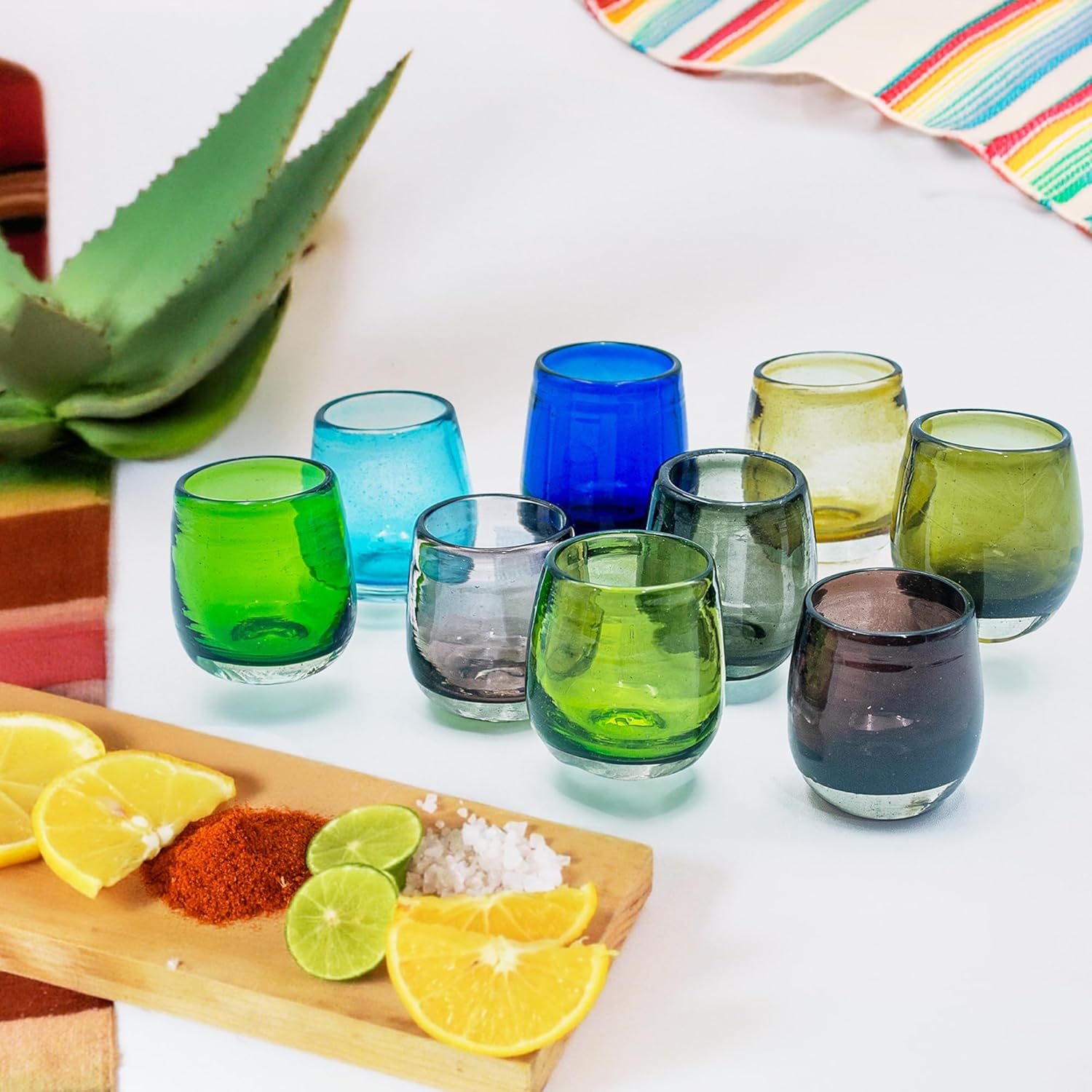 Hand-Blown Mezcal & Tequila Sipping Glasses From Mexico - Party Pack | Authentic Handcrafted 2.2 oz Tequila Tasting Glasses | Handmade Mezcal Copitas | Mexican Fiesta