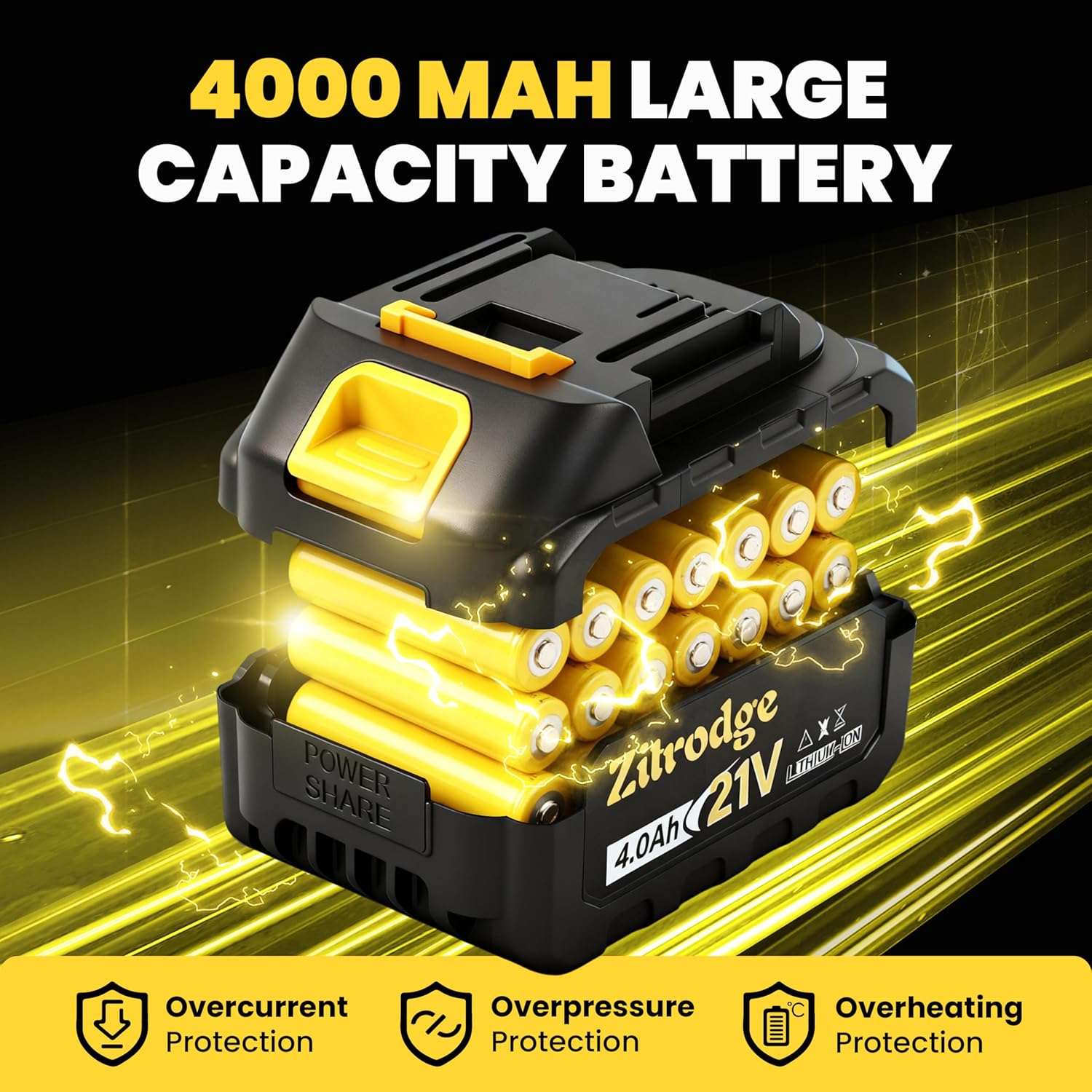 1/2" Cordless Electric Ratchet Wrench Set with Multi Drill Bits, 89FT-LBS 400 PRM Power Ratchet Wrench, 21V Ratchet Tool Kit, Variable Speed, 7 Sockets, LED Light, 1/4" & 3/8" Adapter, 4.0Ah Battery - Image 5