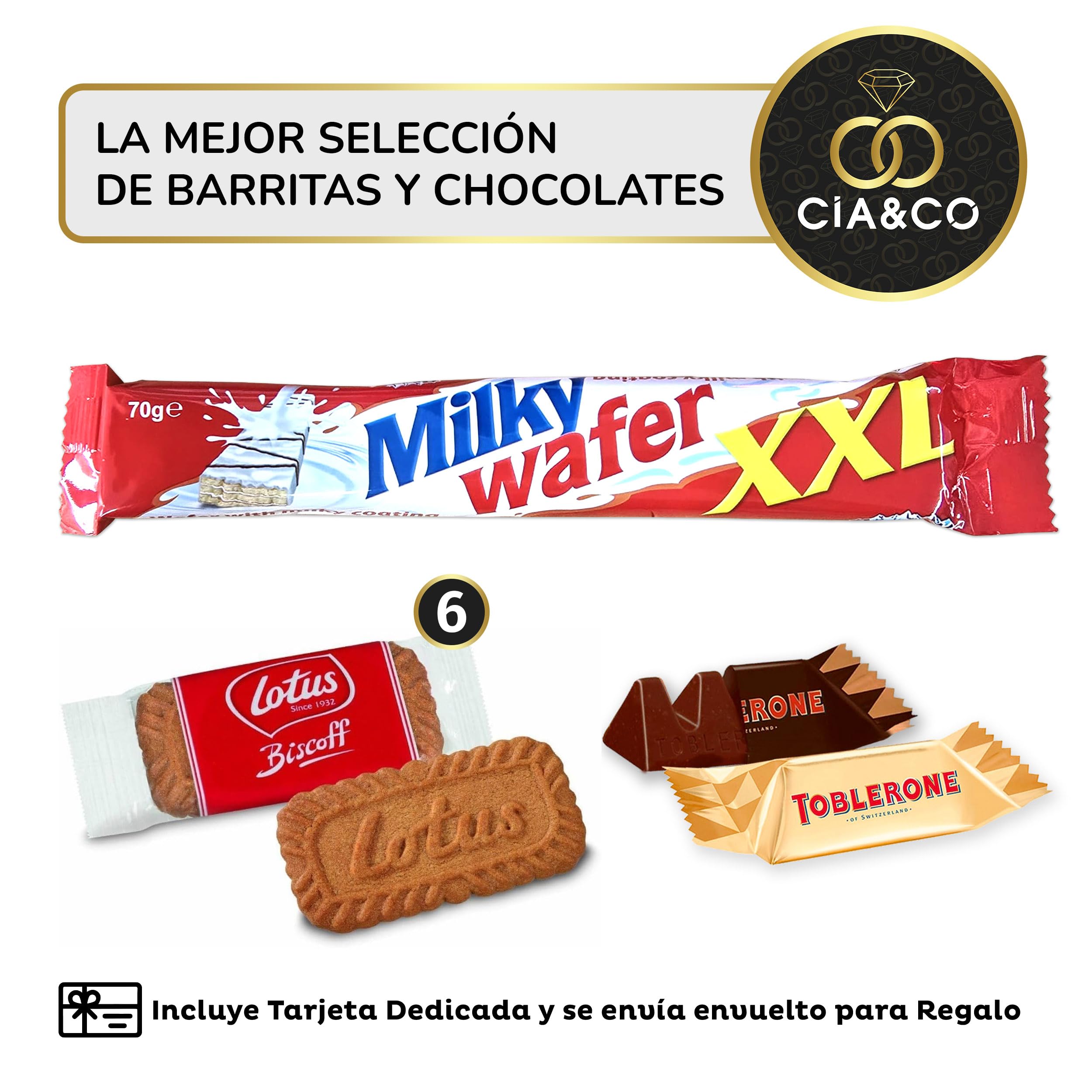 Lote envuelto para Regalo con Kinder Joy +25 Chocolates Kinder y 450 grs de Chuches sin Gluten. Con Tarjeta Dedicada Personalizada, Kinder Bueno, Toblerone, Kit Kat (TOP KINDER)