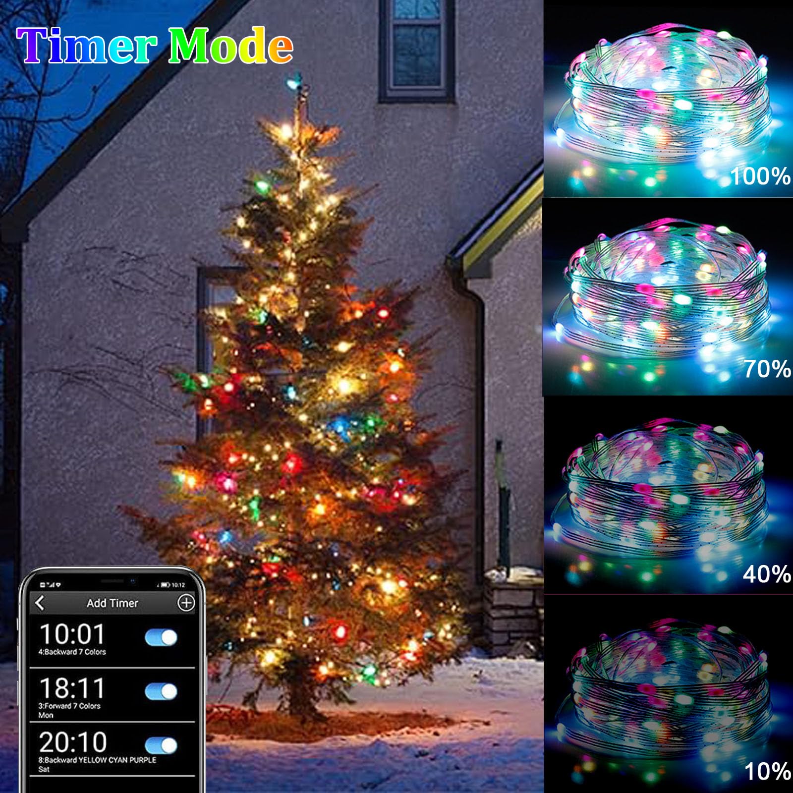 USB 15M Fairy String Lights,150LEDs Outdoor Rope Lights with Remote/APP Control Christmas Lights indoor Copper Wire Fairy Lights with Waterproof Timer Dimmable for Bedroom,Party,Festival Decor - Image 4
