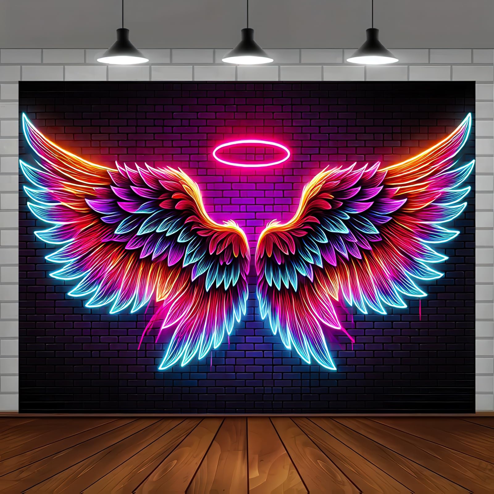 Blissyard Girls Blacklight Angel Glowing Tapestry Wings Tapestry Uv Reactive Wall Hanging Tapestries Pink Tapestries Teens Glow In The Dark Tapestrys Party Backdrop 59X78 Inch
