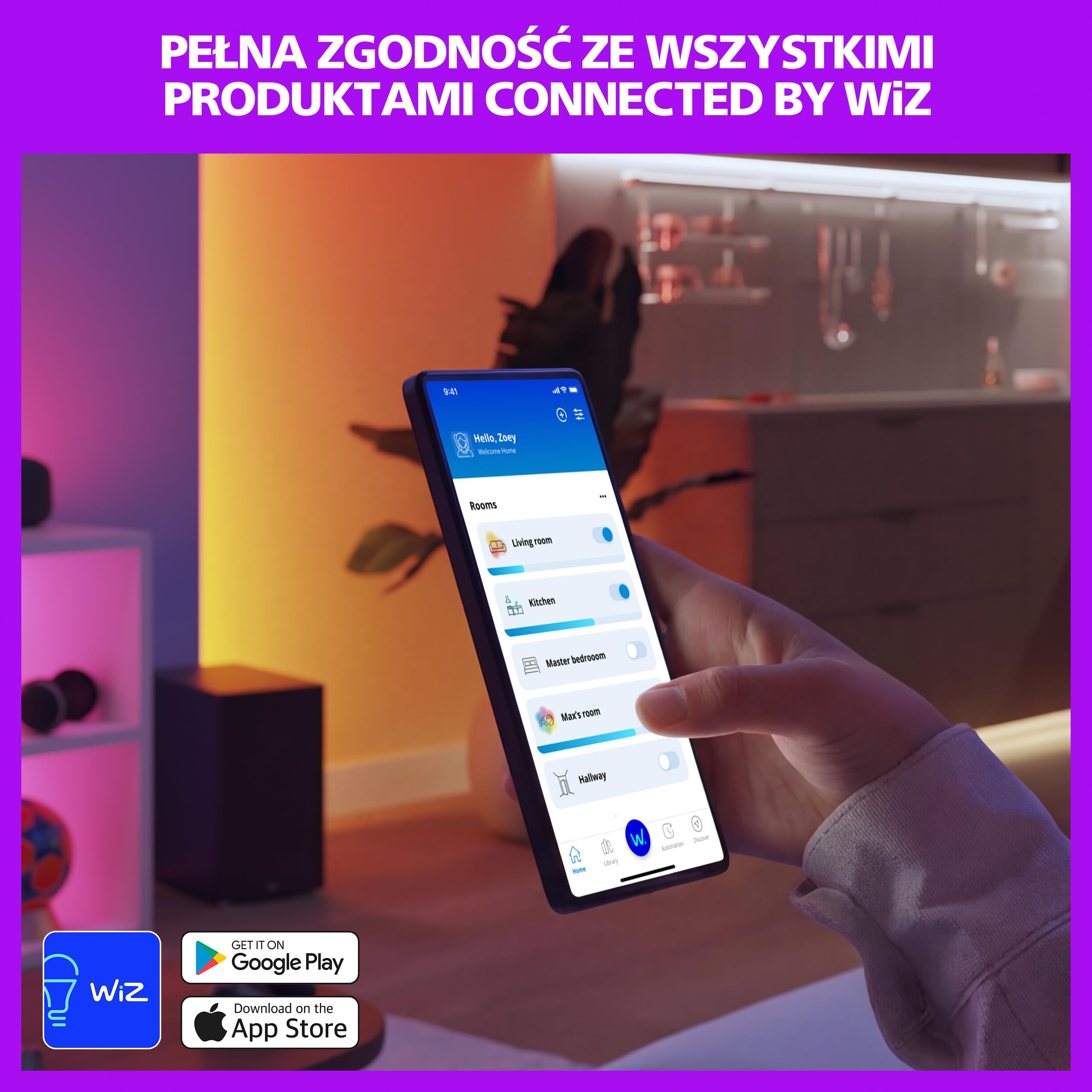 Philips Smart Lighting, Smart RGB A60 Żarówka LED, 2 Szt., E27, 1521 lm, Kolorowe i Regulowane Białe 2200–6500 K, Przyciemnianie do Niskiego Poziomu, Connected by WiZ, Alexa, Google Home, Apple Home